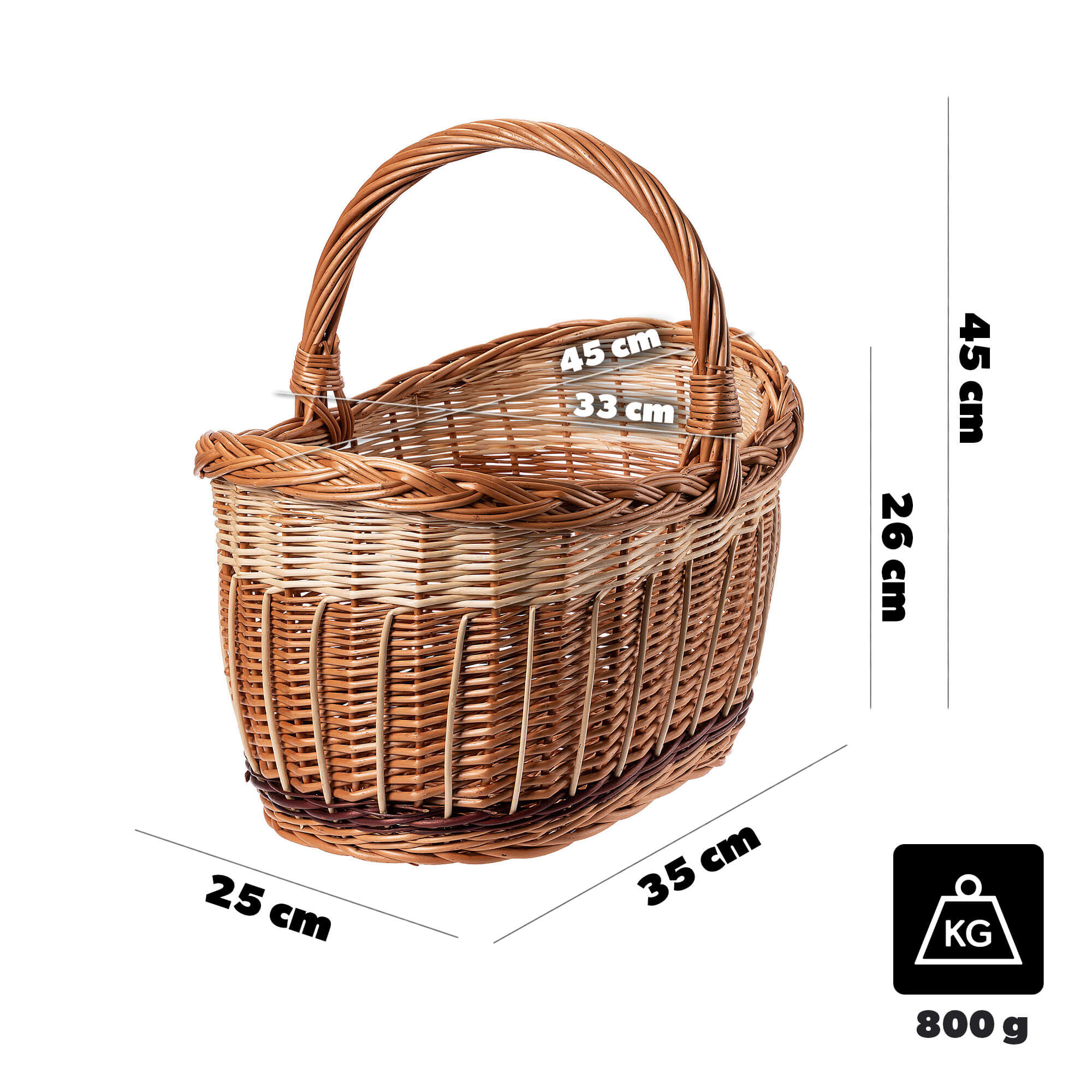 Kosz wiklinowy zakupowy Anfo 35 x 25 cm naturalny