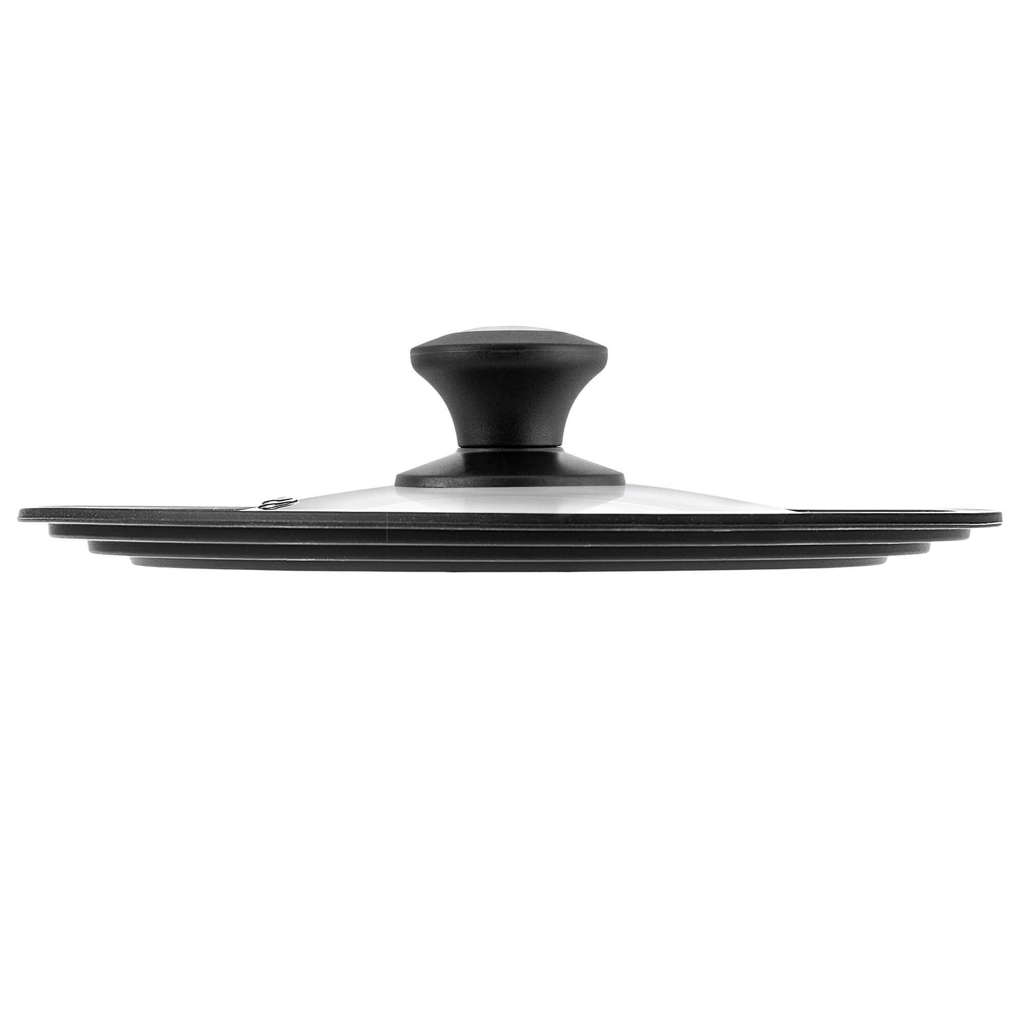 Pokrywa szklana multisize Aiola na garnek 20-24 cm z czarno-srebrnym uchwytem