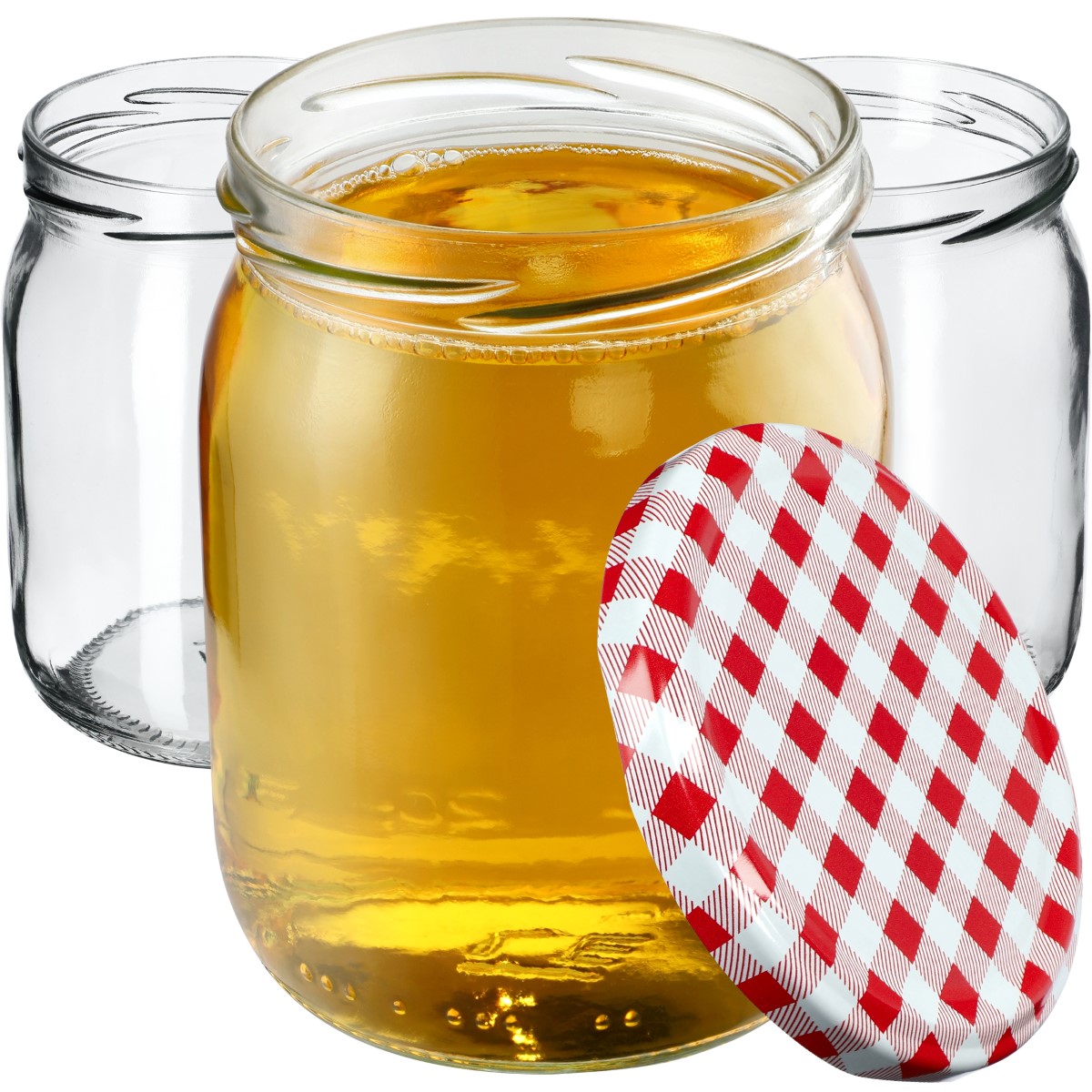 Słoiki Senna 540ml 16szt fi 82 mm + wieczka "Czerwona Krata"