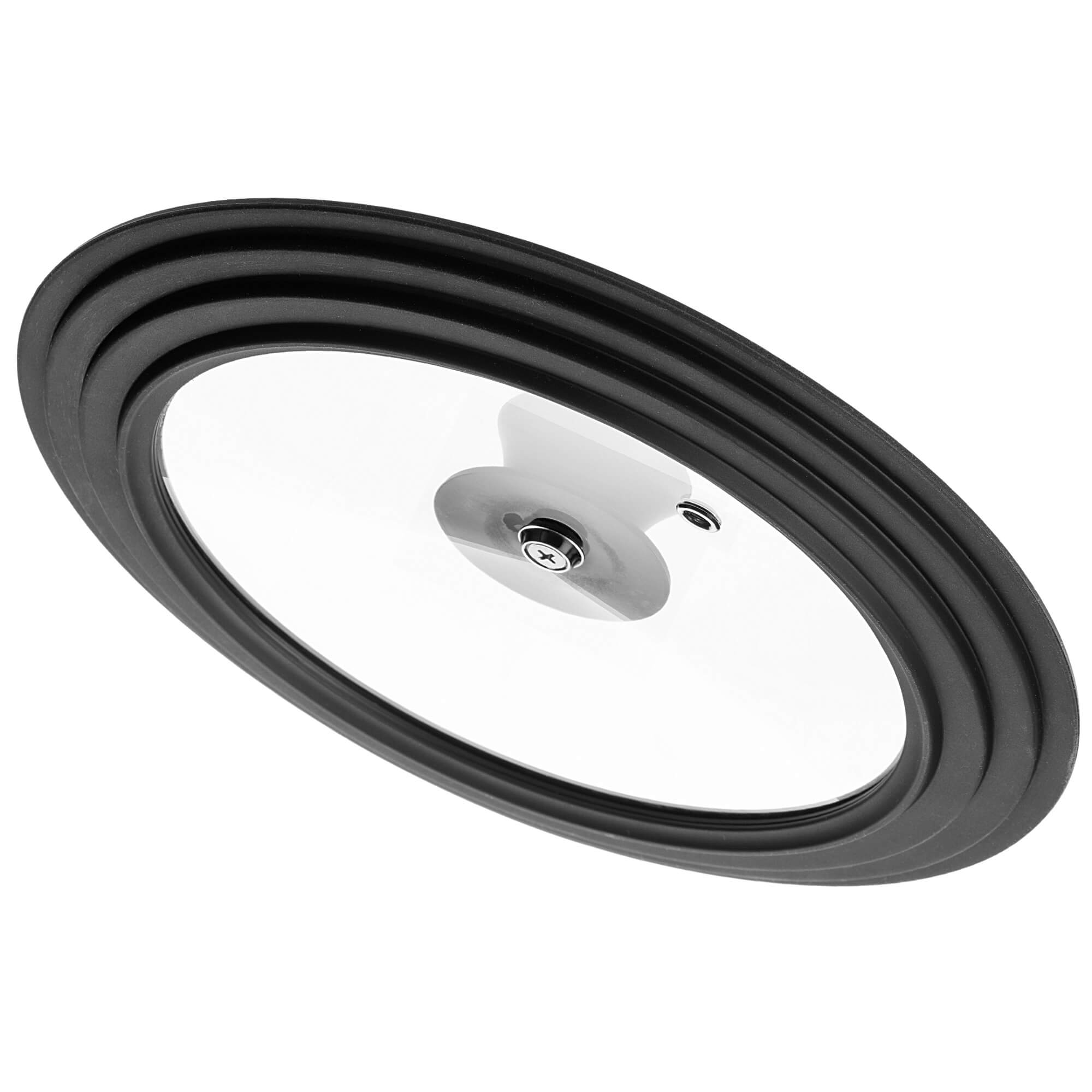 Pokrywa szklana multisize Aiola na garnek 16-20 cm z czarnym matowym uchwytem