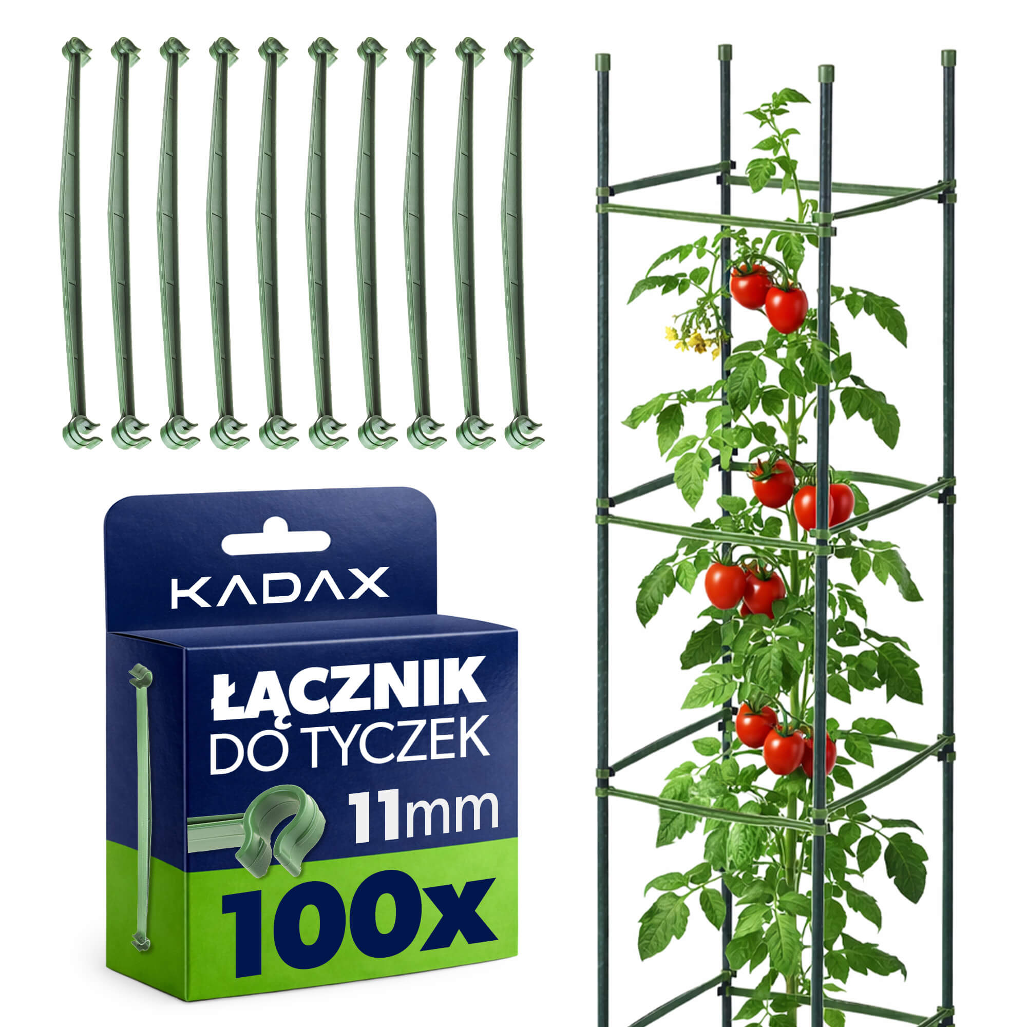 Łączniki do tyczek Roynac 11 mm zielone 100 szt.