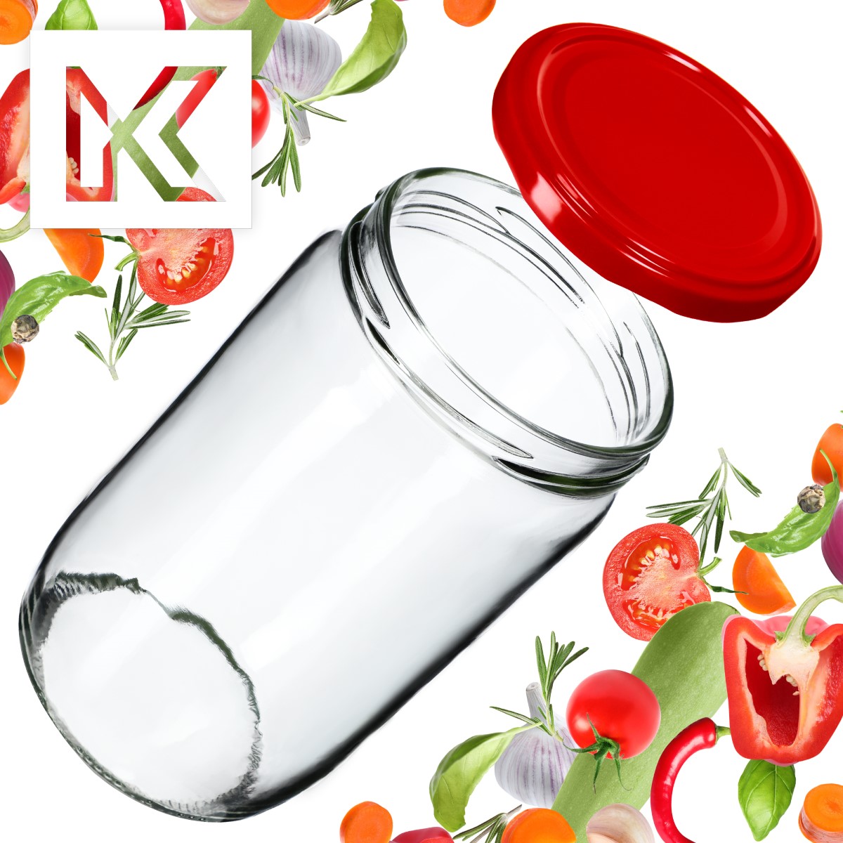 Słoiki na przetwory Niva 720ml 48szt fi 82 mm + wieczka czerwone