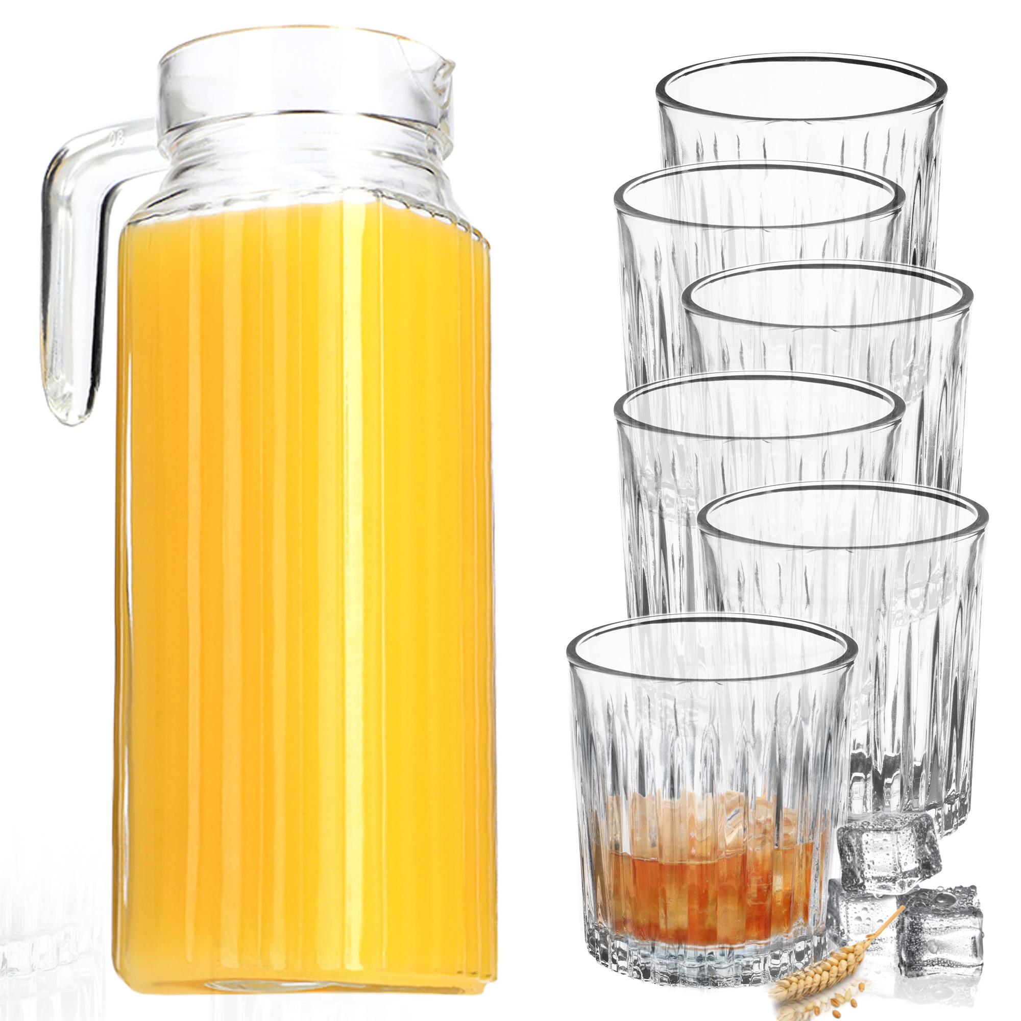 Zestaw szklanek Bargano 300 ml 6 szt + Dzbanek 1,1L