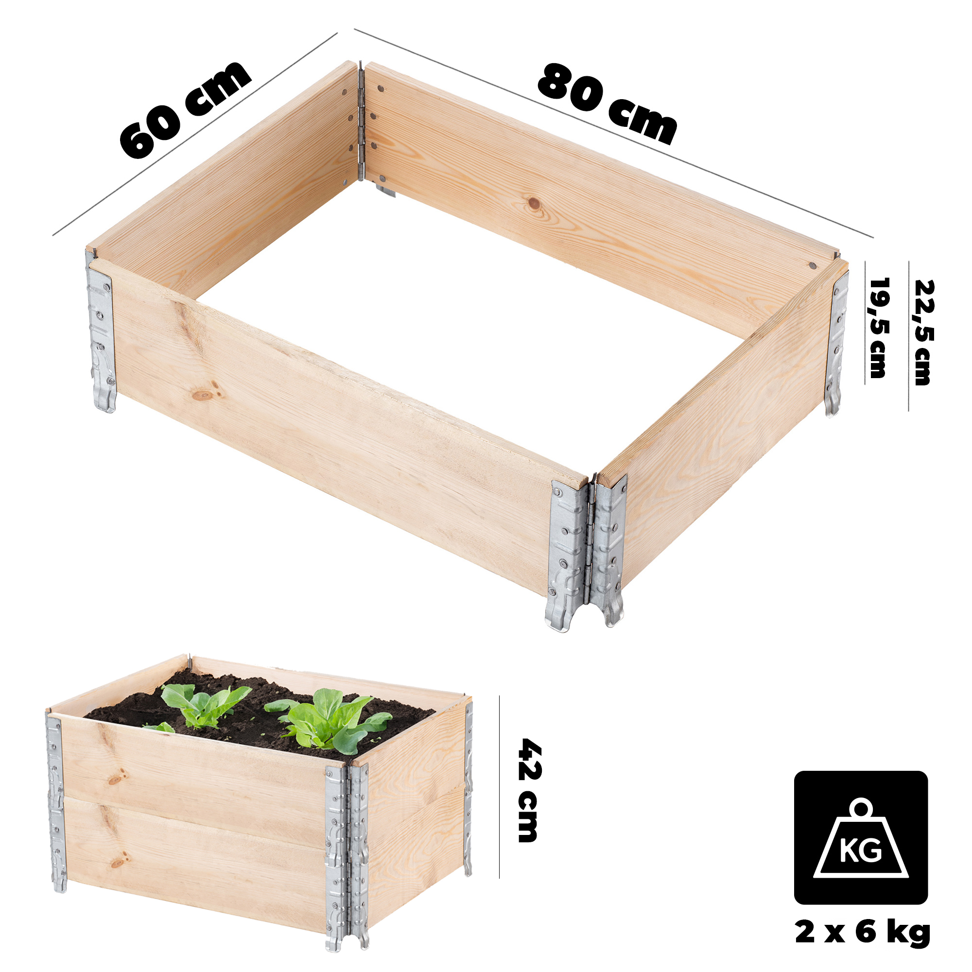Obrzeże ogrodowe nadstawka paletowa Banari 2 szt. 60x80x20cm