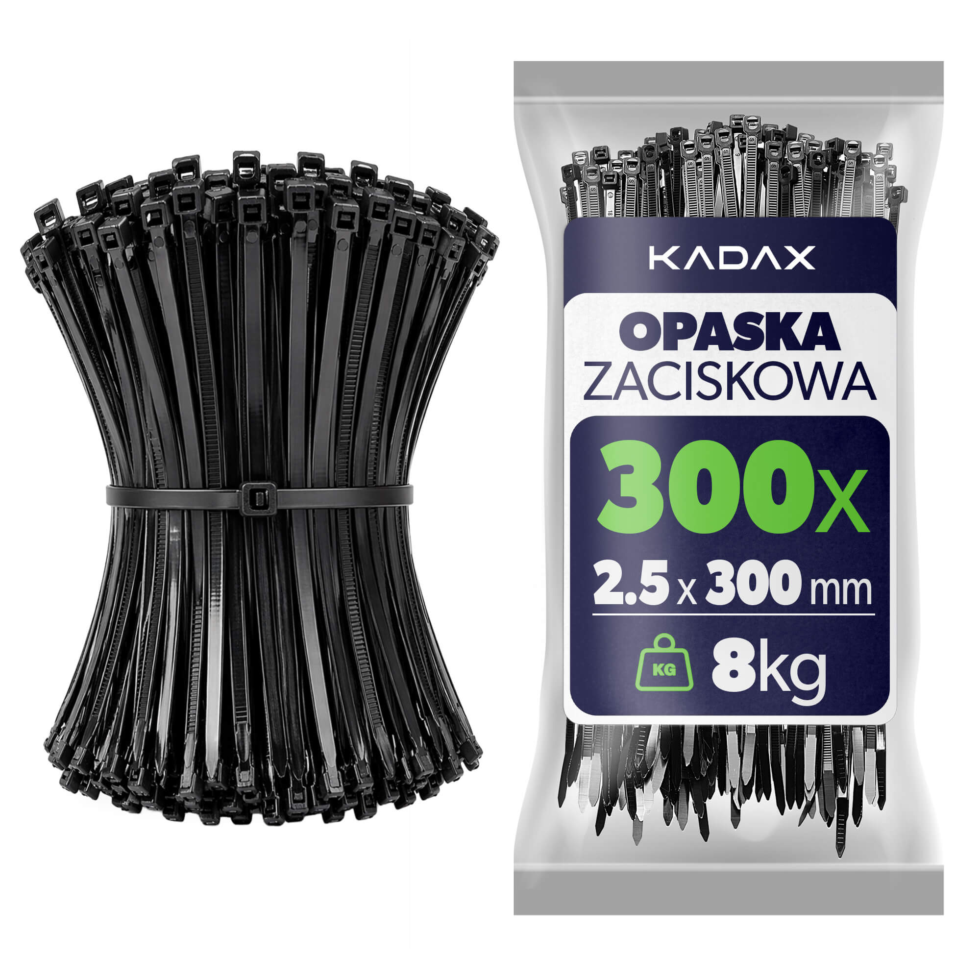 Opaski zaciskowe Maurens 300 x 2.5 mm czarne 300 szt.