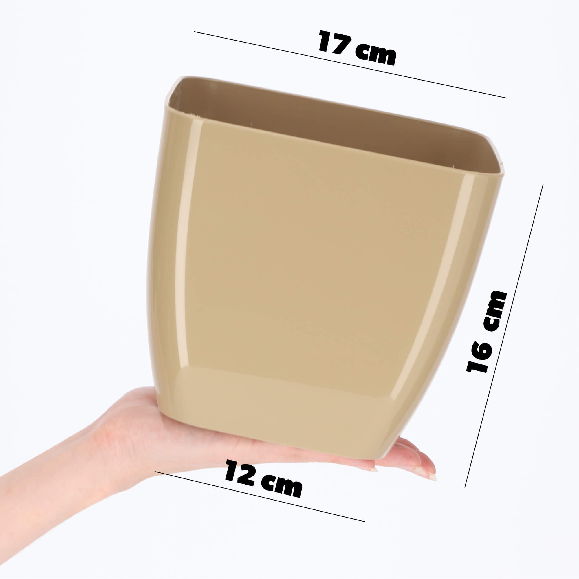 Doniczka kwadratowa Borgo 18 cm, beżowa