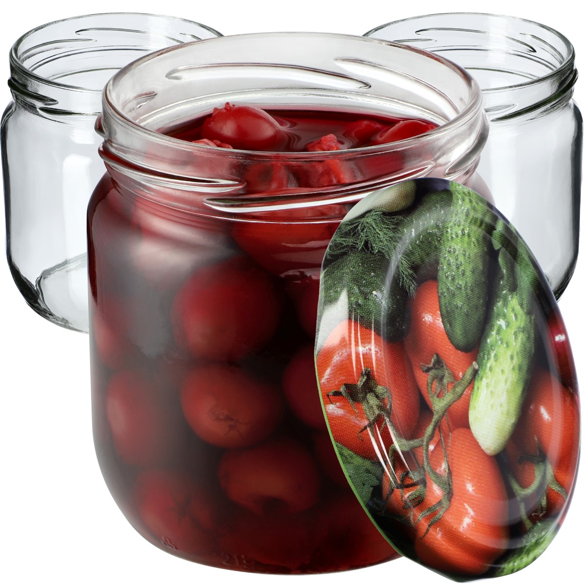 Słoiki na przetwory Salla 425ml 48szt fi 82 mm + wieczka "Warzywa"