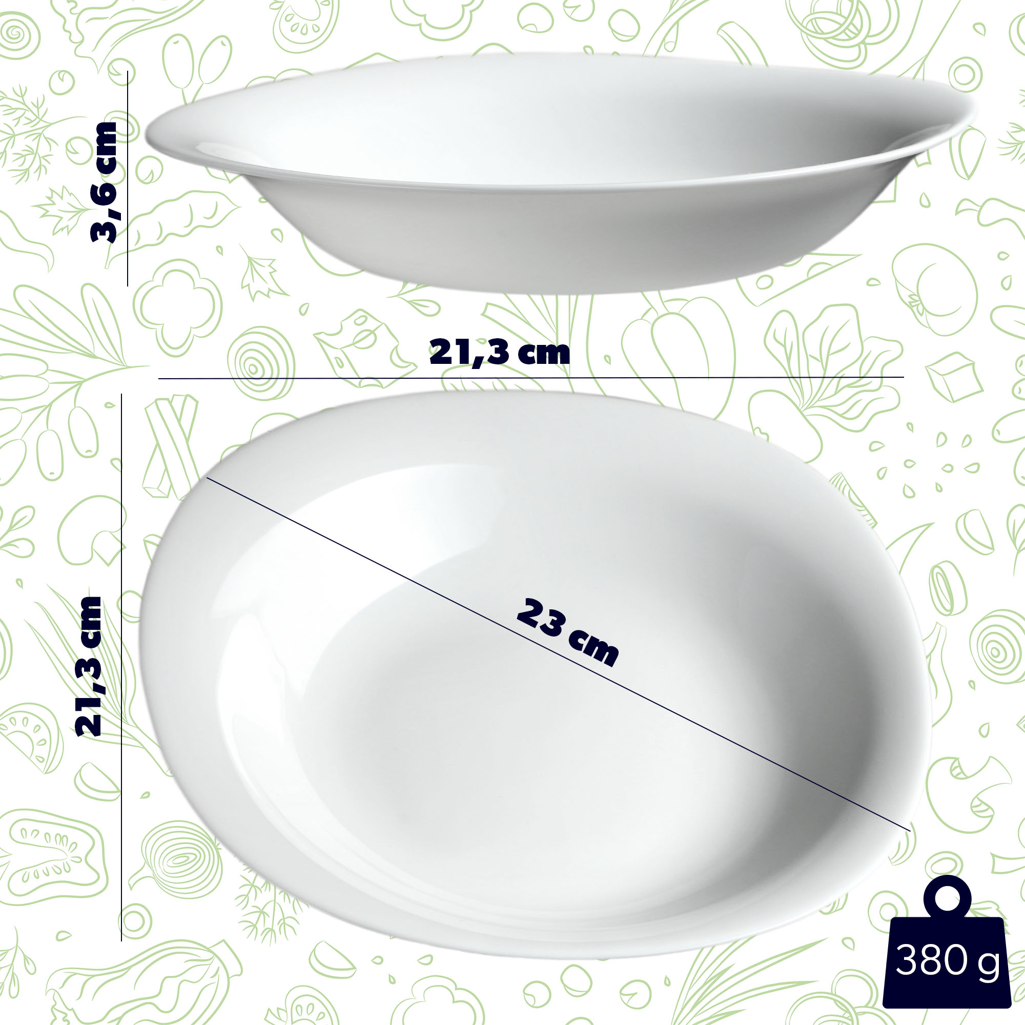 Talerz głęboki Prinier, 23 cm biały, 3 szt.