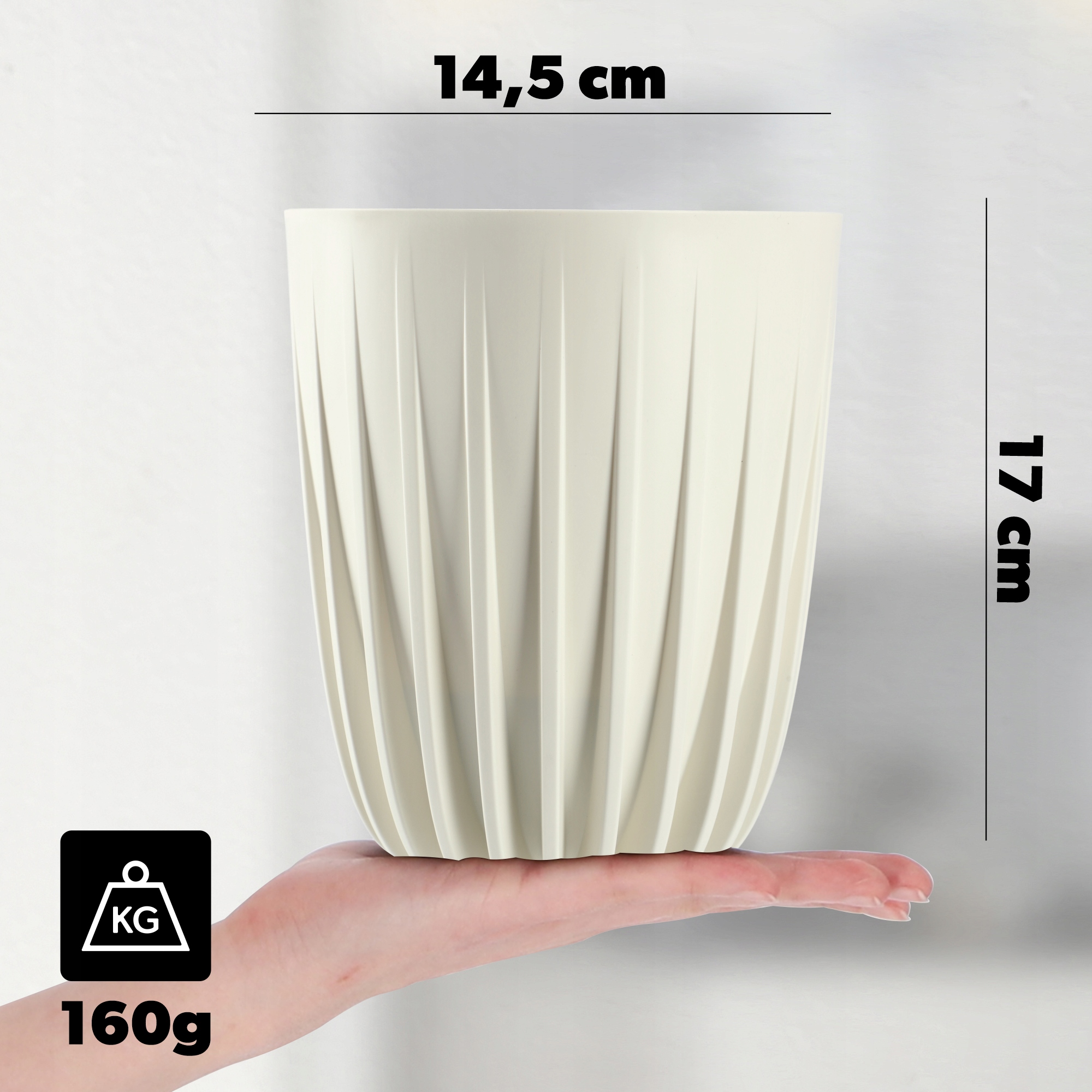 Eko doniczka z wkładem Costa 14 cm, kremowa
