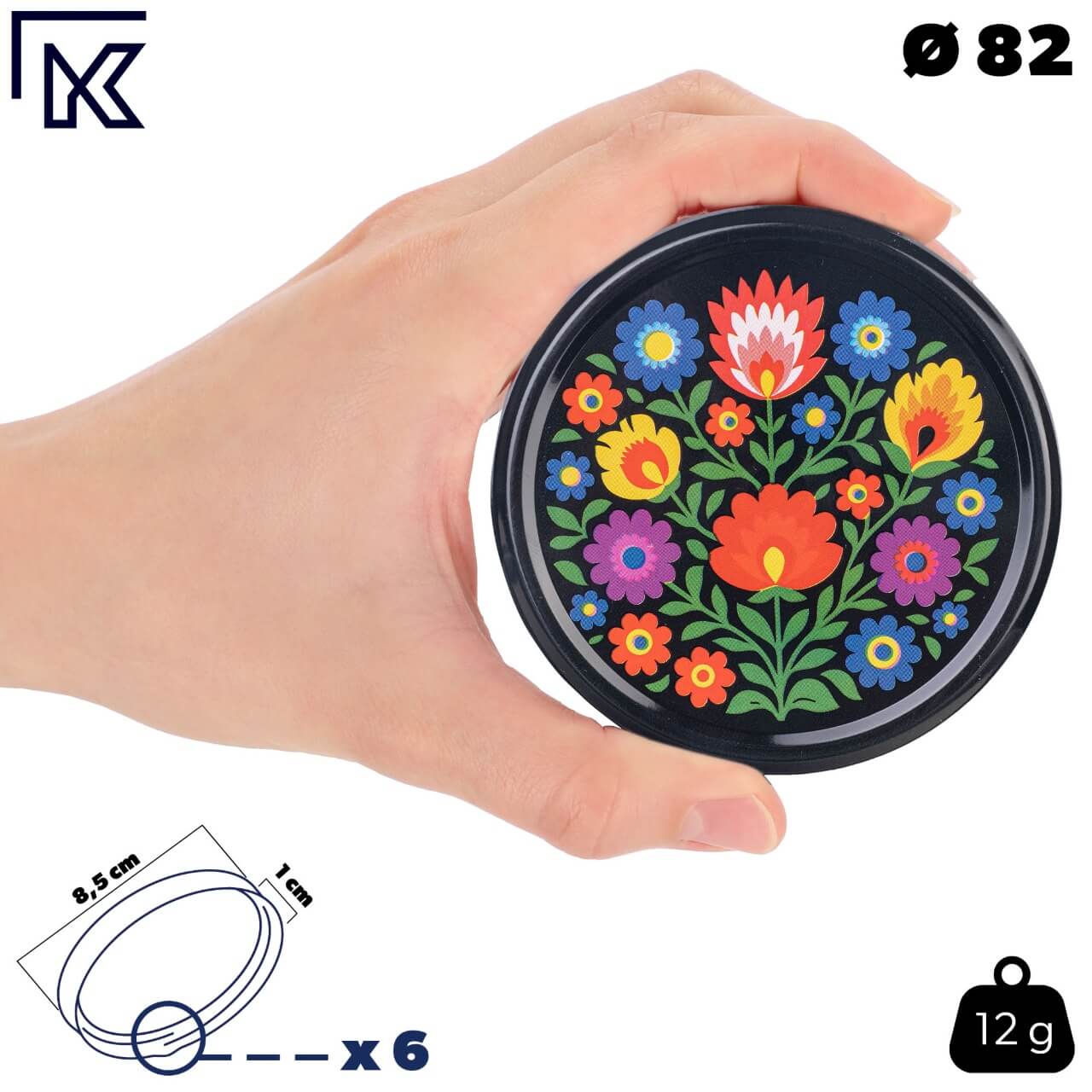 Słoiki na przetwory Raja 300ml 100szt fi 82 mm + wieczka "Czarny folklor"