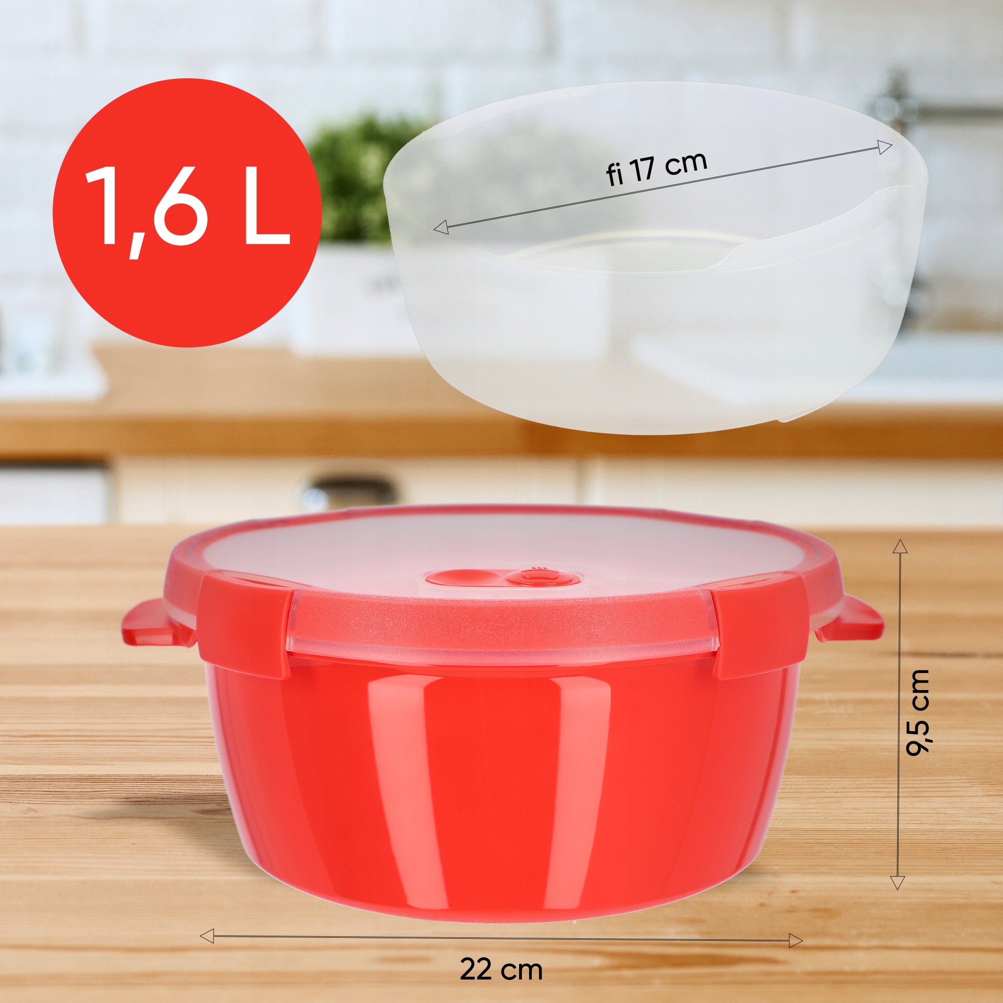 Pojemnik na żywność 1.6L Curver Steamer, czerwony