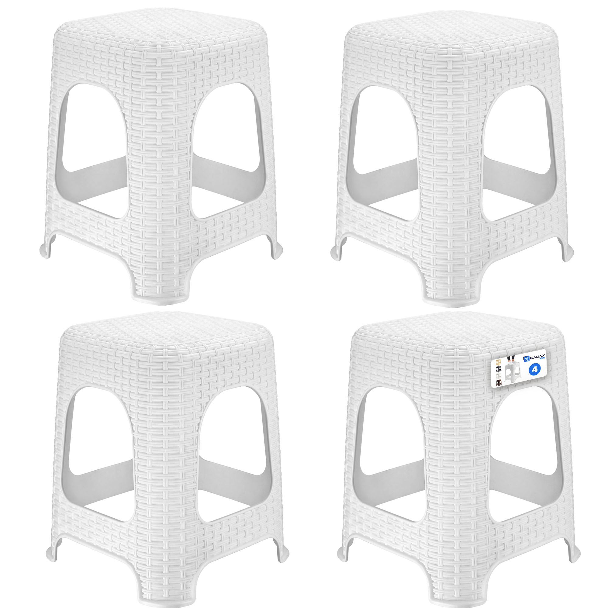 Taboret rattan 45 x 26 cm biały, 4 szt.