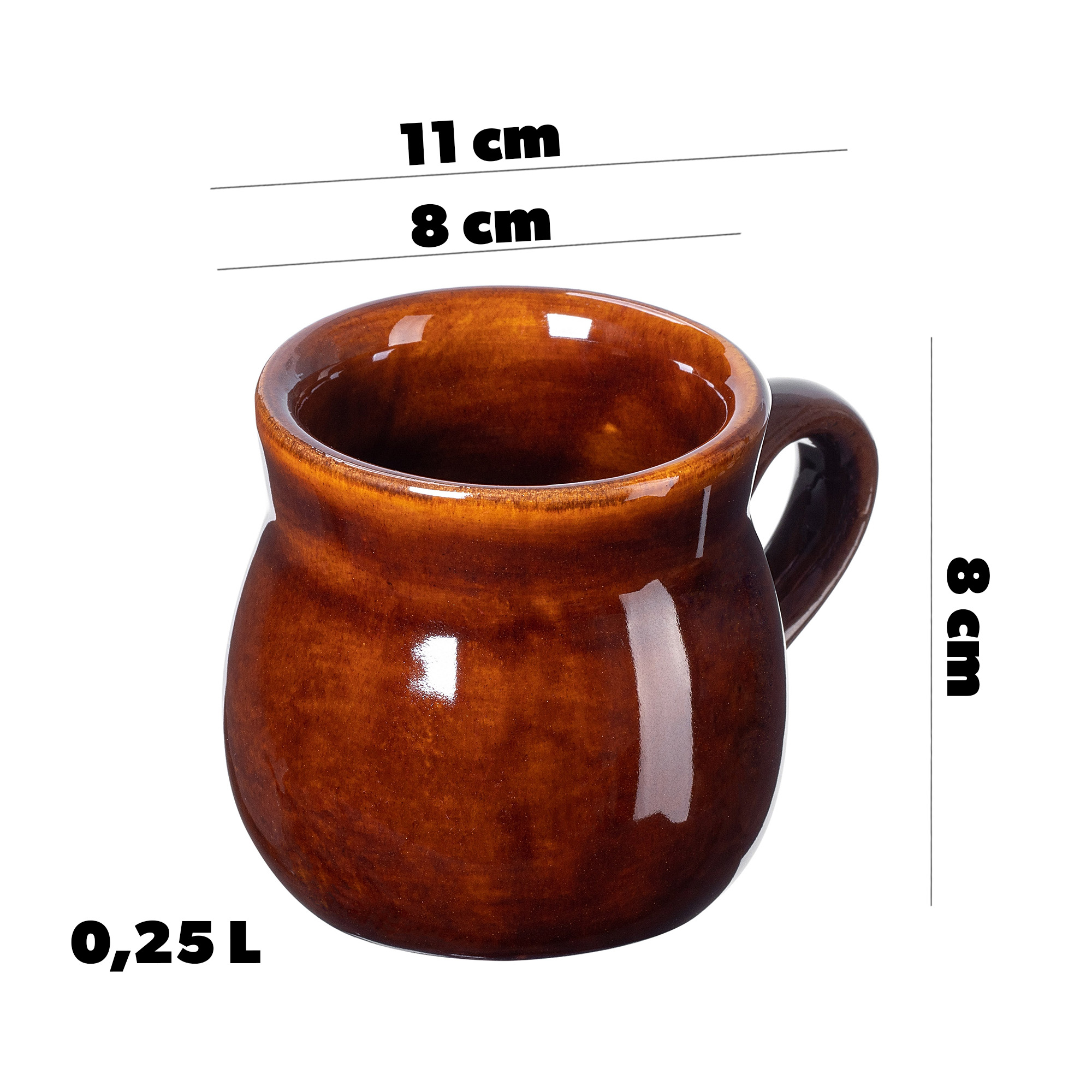 Kubek kamionkowy z uchem Olympia 0.25L, 4 szt.
