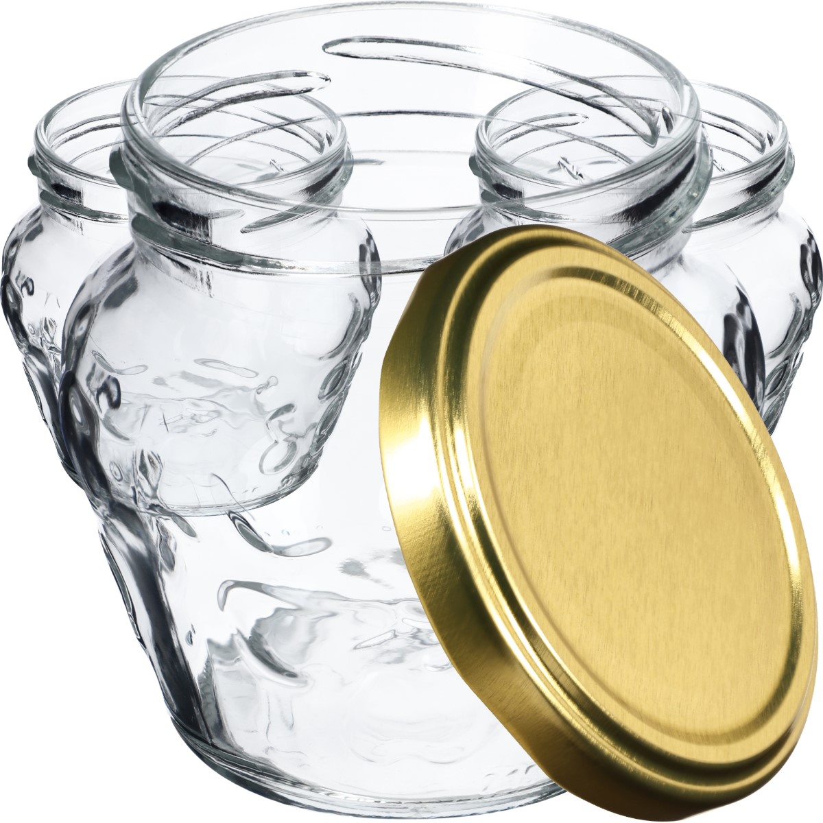 Słoiki Kemi 200ml 100szt fi 66 mm + wieczka złote