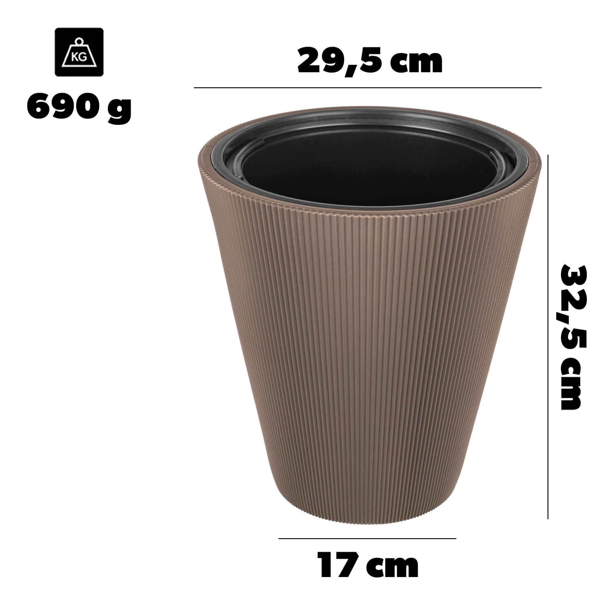 Doniczka Linea 30 cm, kakao, 1 szt.