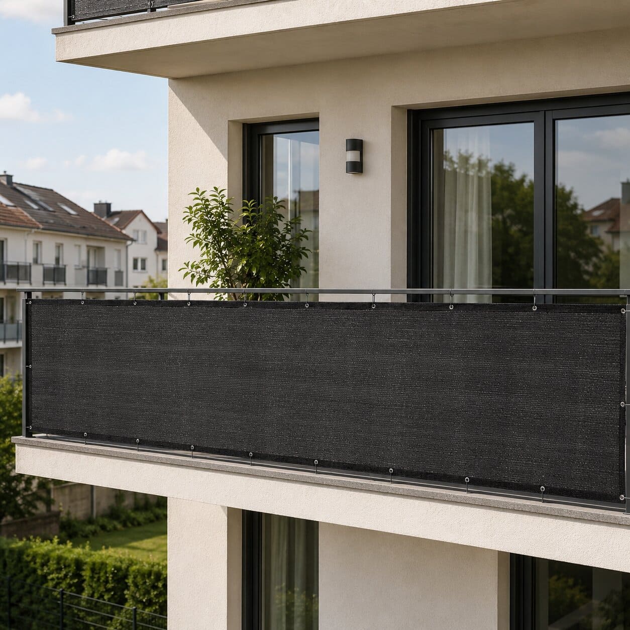 Osłona balkonowa Thus 0.95 x 4.75 m PE 180 g/m² czarna