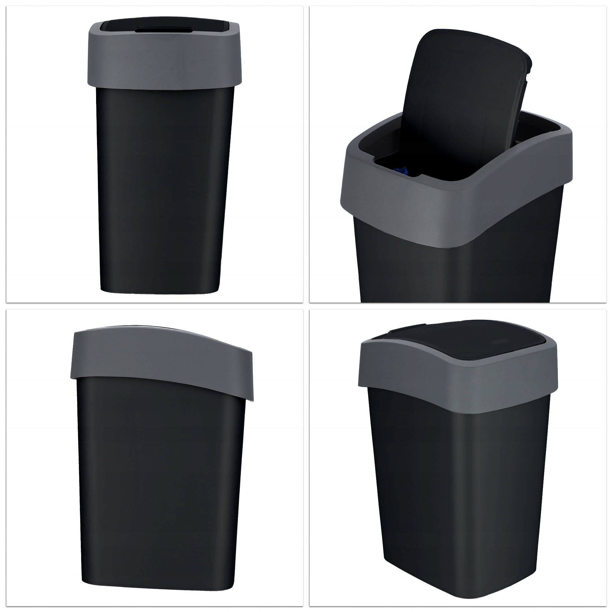 Kosz na śmieci Curver Flip Bin 50L, czarny
