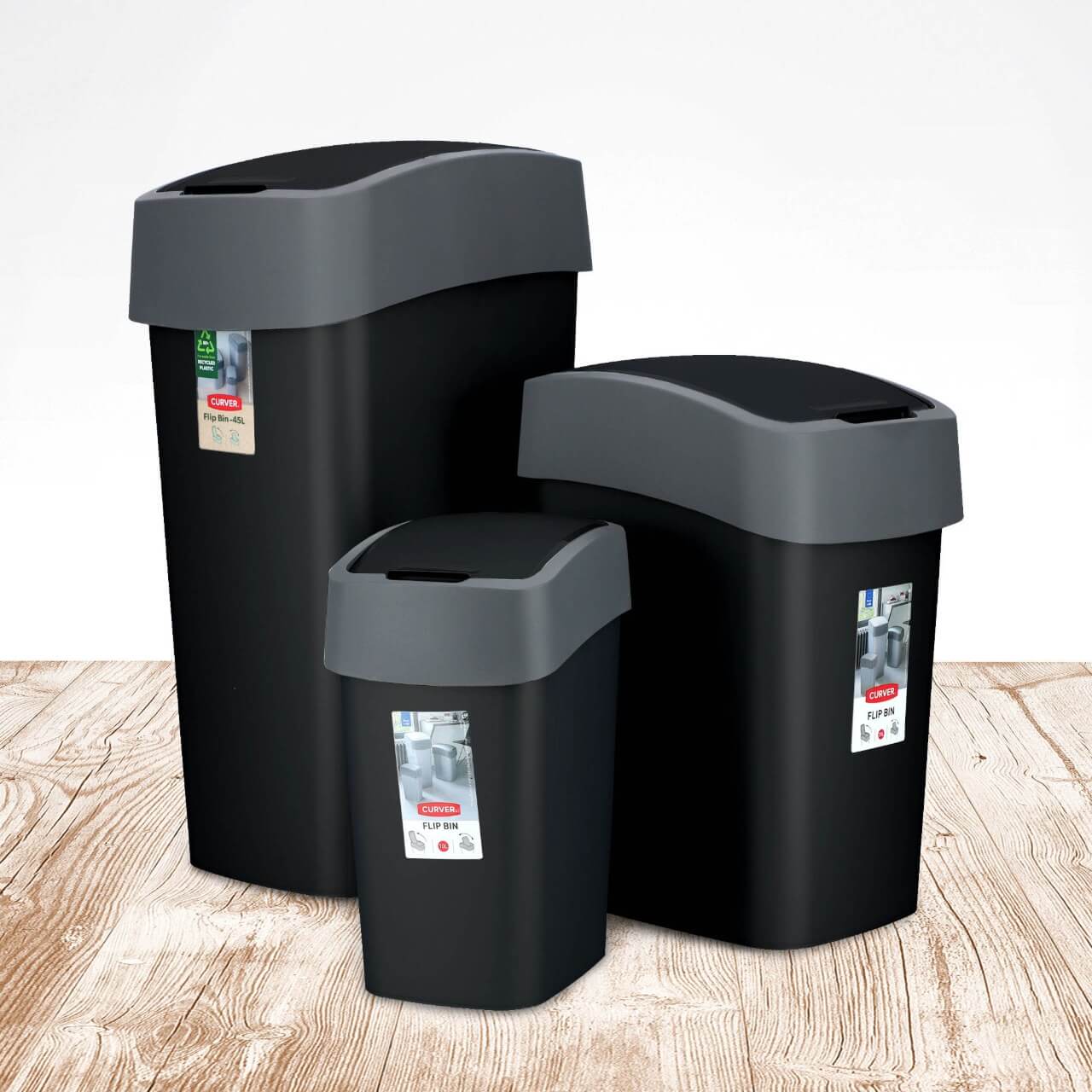 Kosz na śmieci Curver Flip Bin 50L, czarny