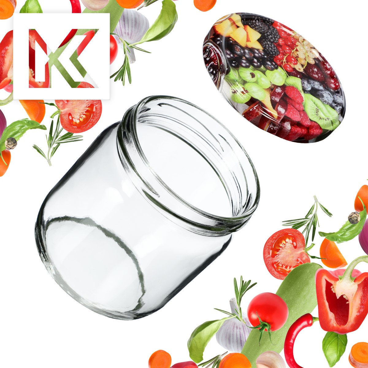 Słoiki na przetwory Salla 425ml 48szt fi 82 mm + wieczka "Mix owoców"