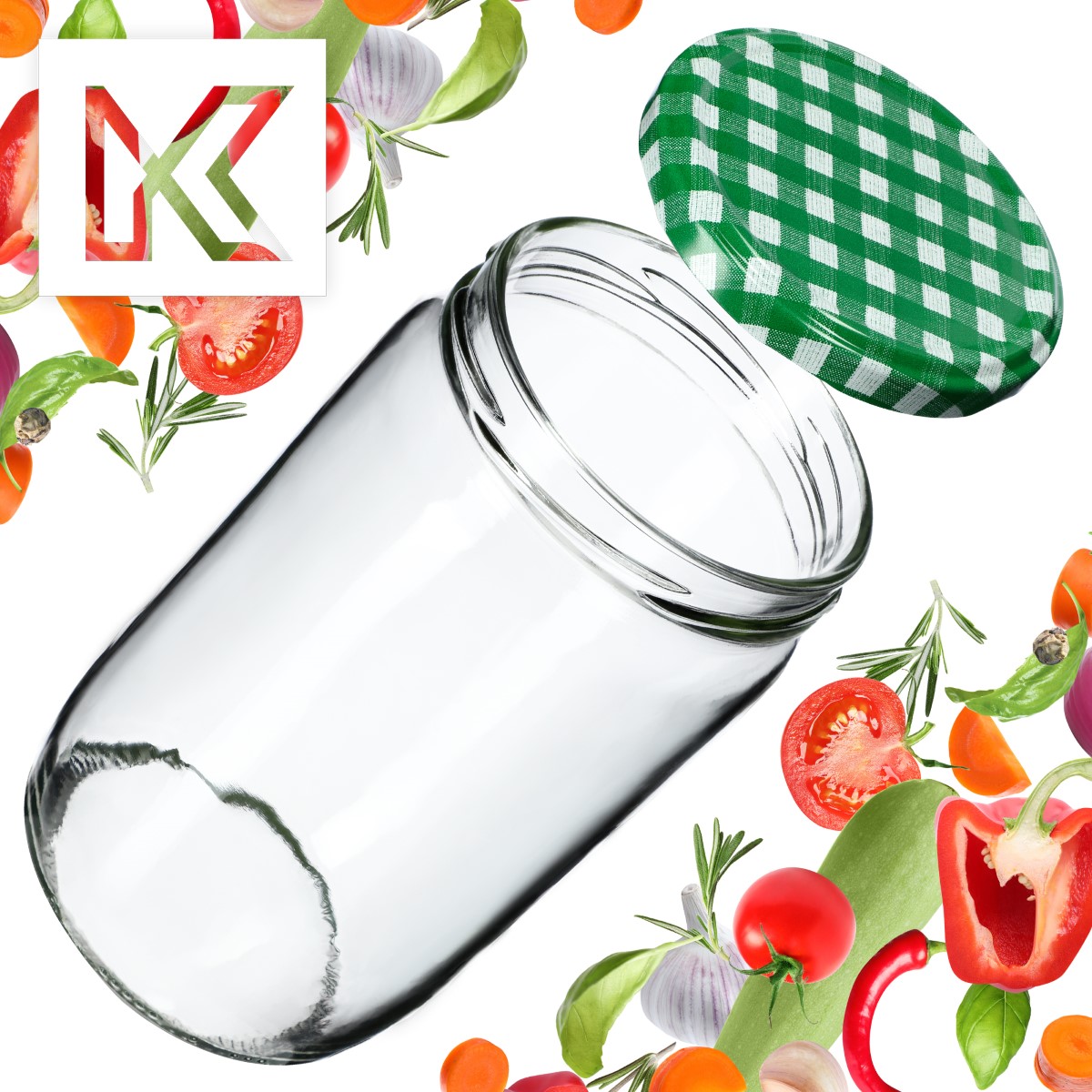 Słoiki na przetwory Niva 720ml 48szt fi 82 mm + wieczka "Zielona Krata"