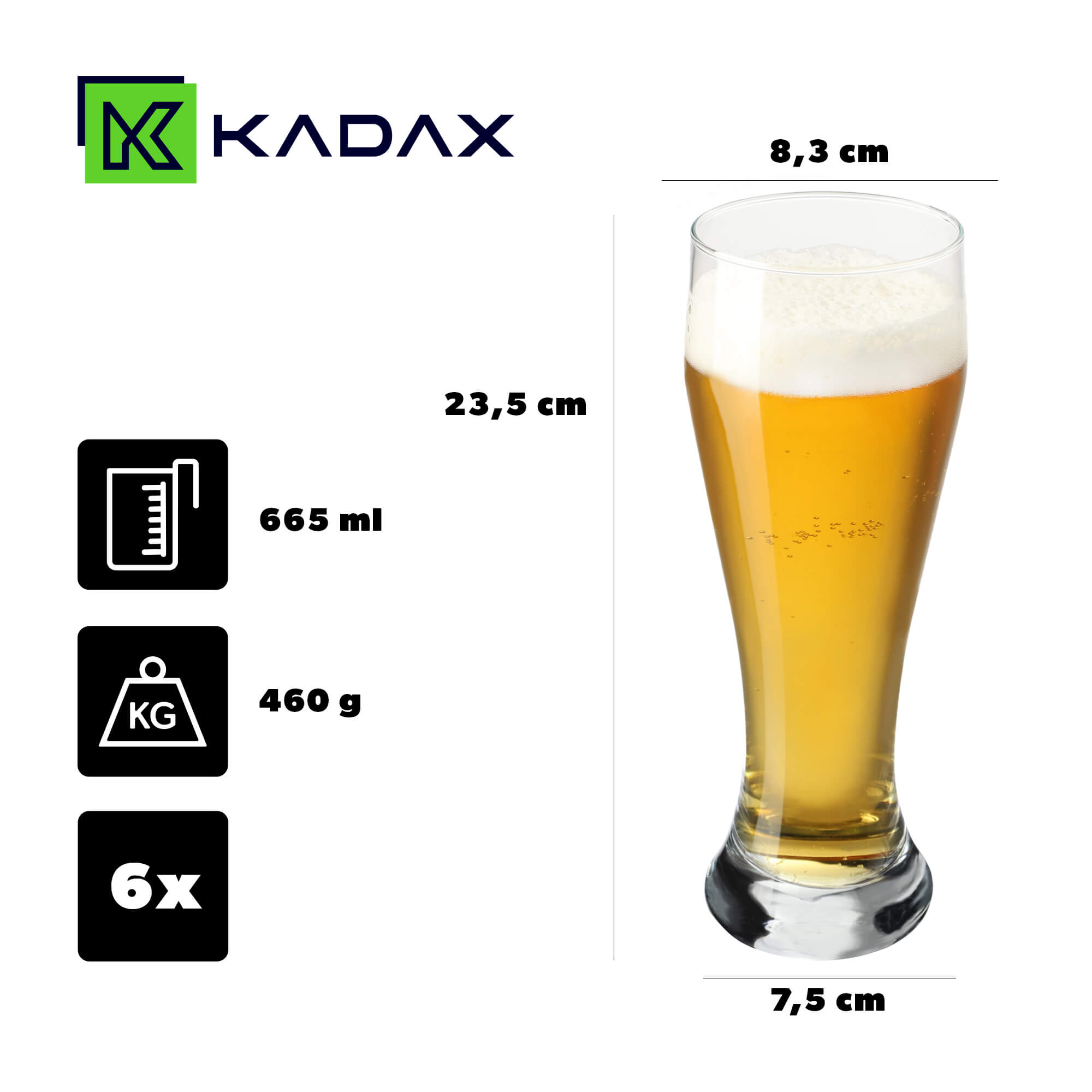 Kufle do piwa i zimnych napojów Forio 665 ml, 6 szt.