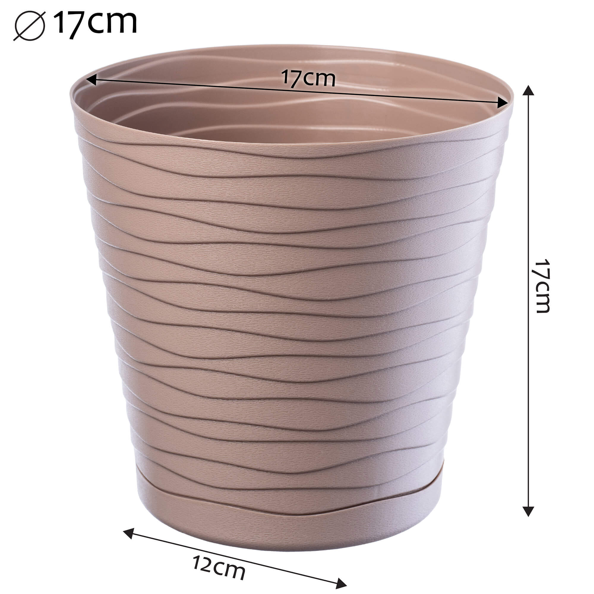 Doniczka z podstawką Greve 17 cm, beżowa