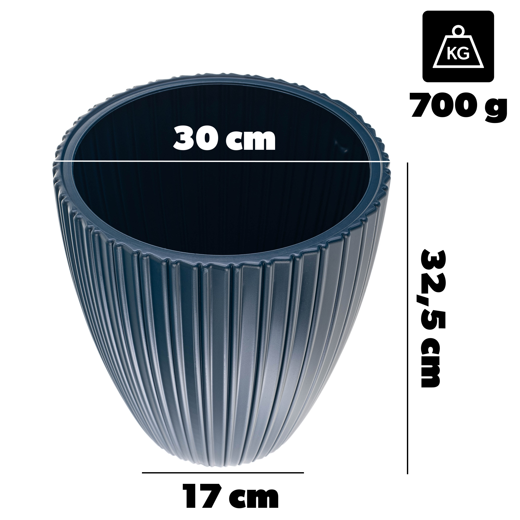 Doniczka na kwiaty Raivael 30 cm granatowa