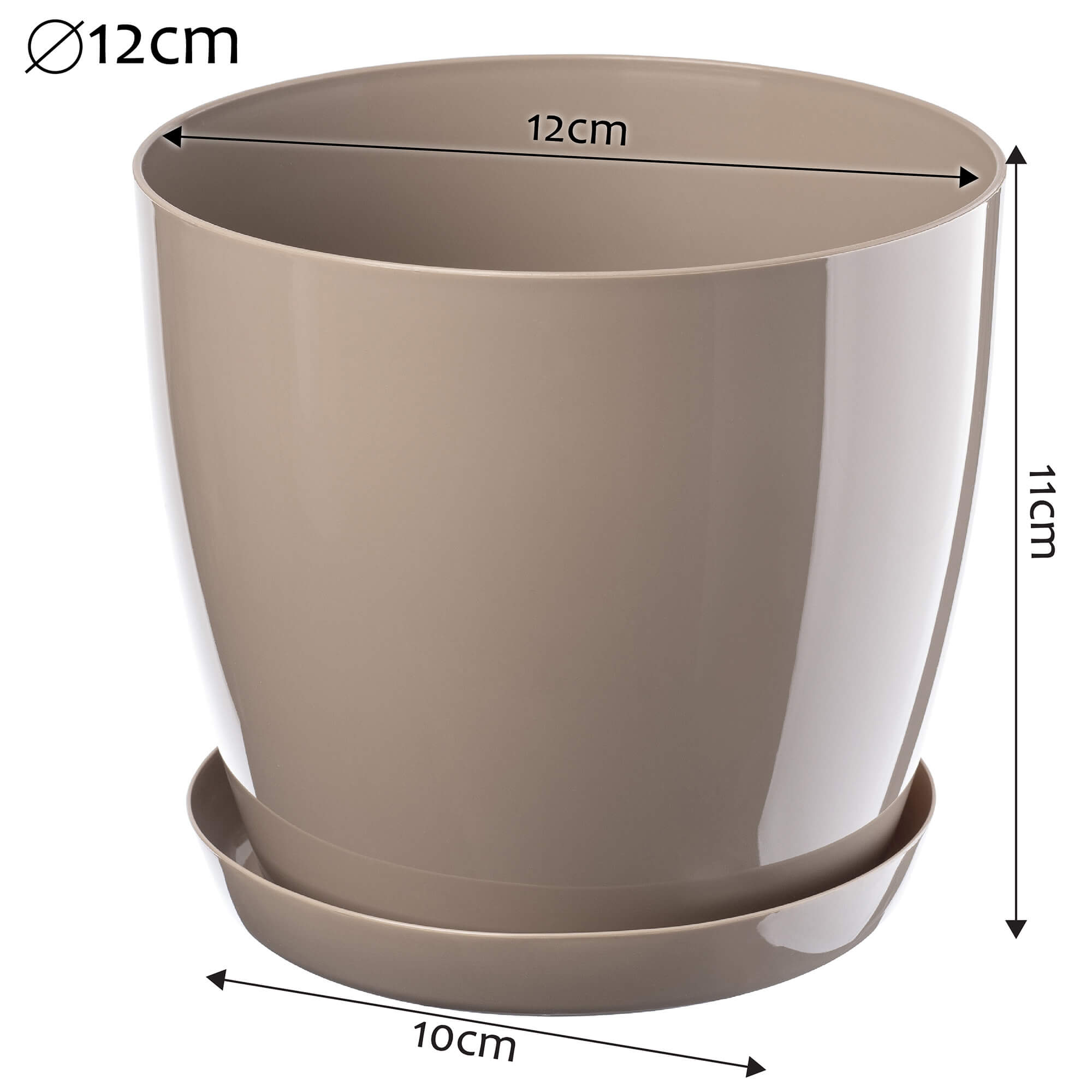 Doniczka Agen z podstawką 12 cm, beżowa