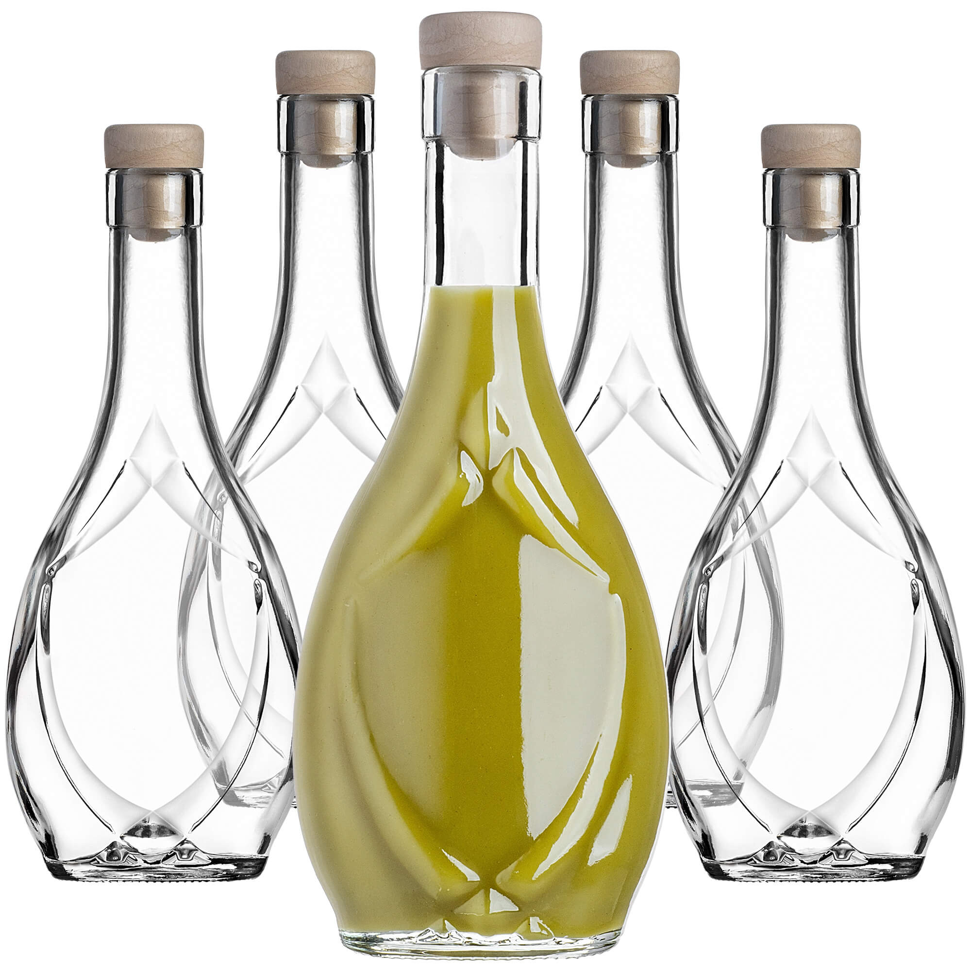 Szklana butelka na nalewkę Icona 250ml z korkiem syntetycznym 10 szt.