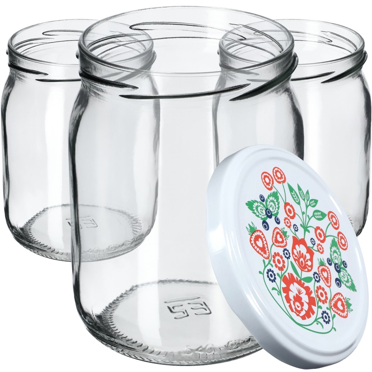 Słoiki Senna 540ml 8szt fi 82 mm + wieczka "Folklor"