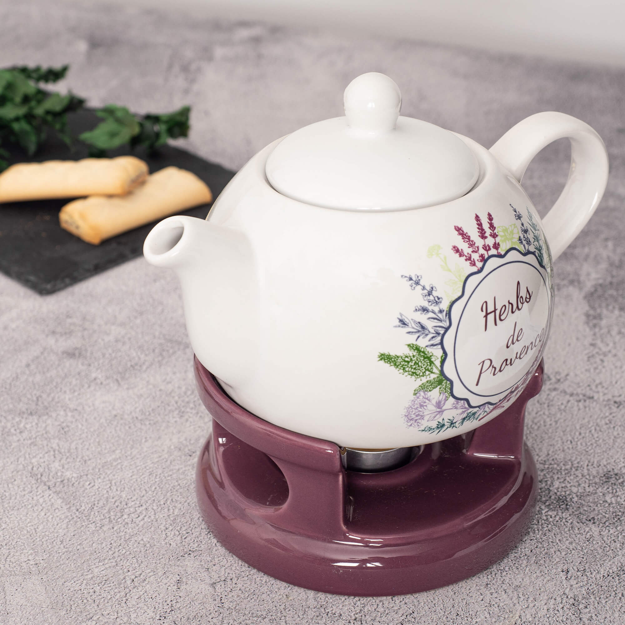 Dzbanek ceramiczny z podgrzewaczem Irais 1L zioła
