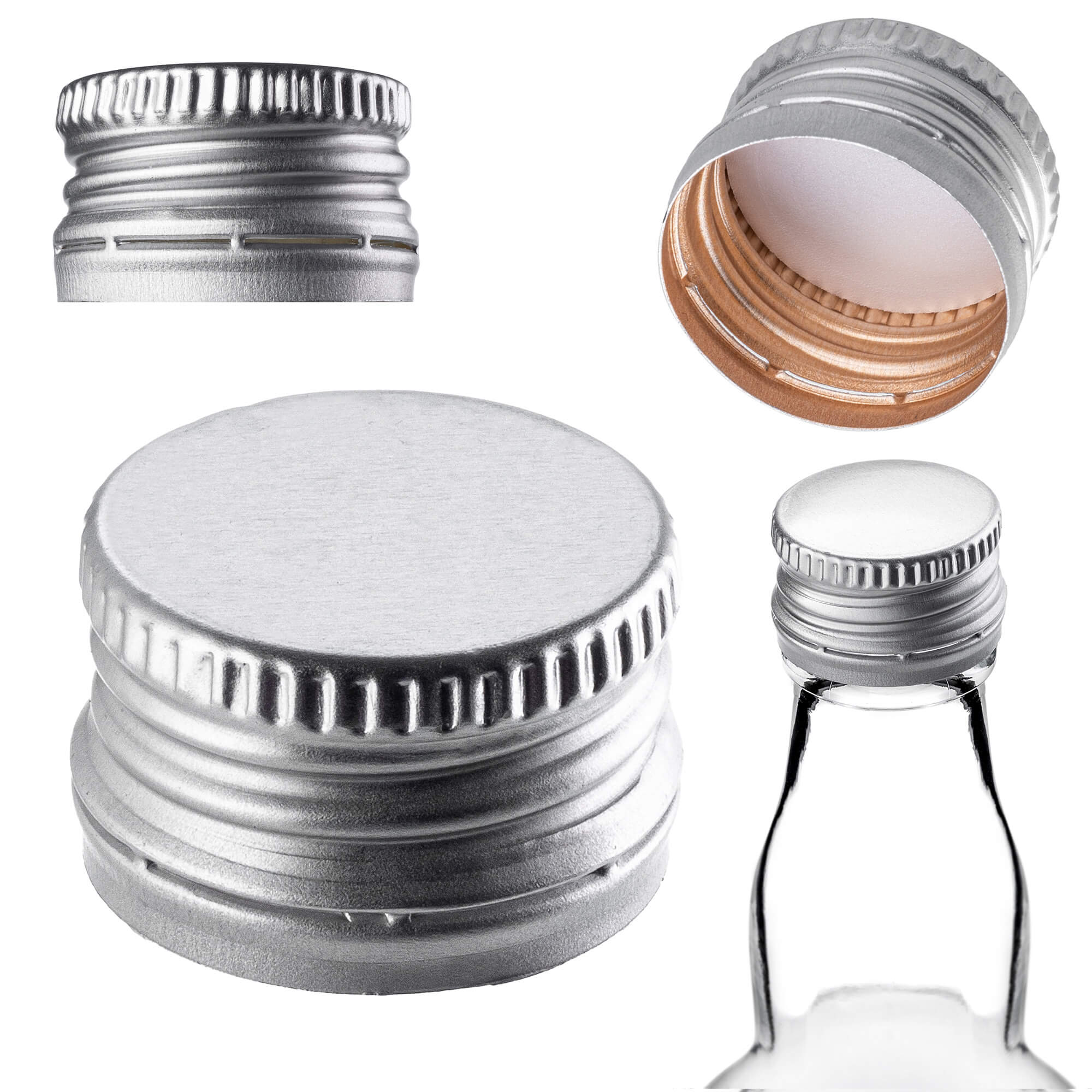 Aluminiowa zakrętka do butelek Annot fi 28mm srebrna 50 szt.