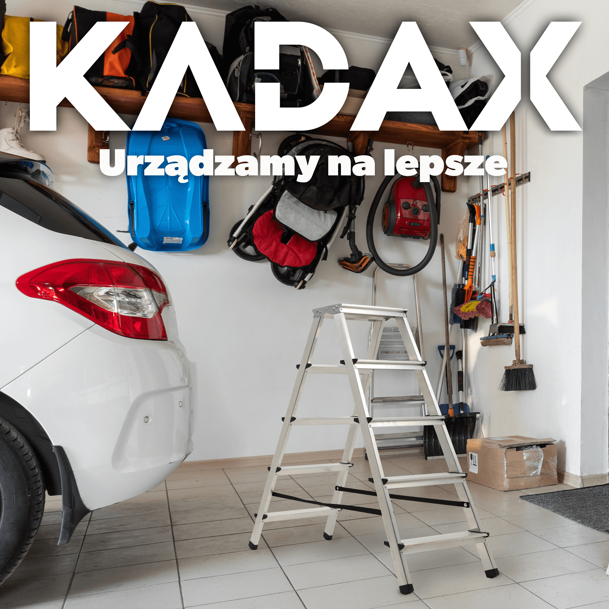 Drabina aluminiowa z podestem Molde, 5 stopni, 125 kg