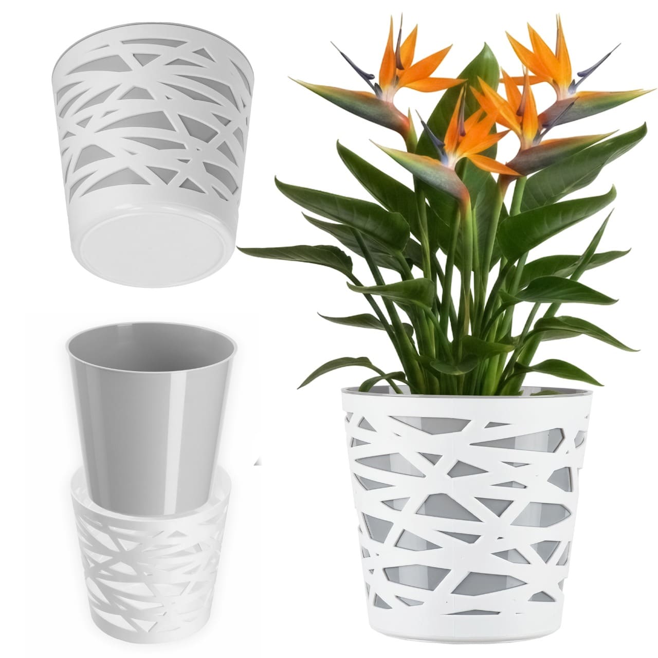Doniczka z wkładem Rusio 15 cm, szara