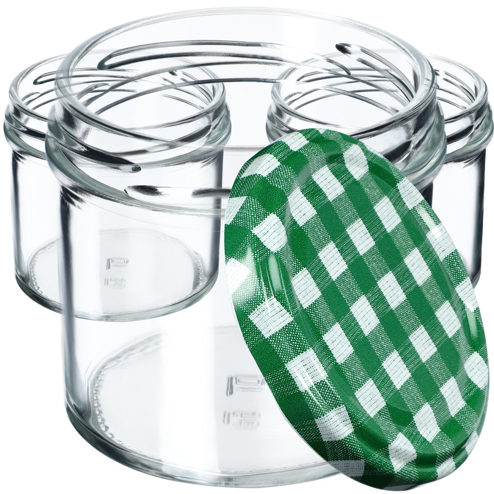 Słoiki Vigo 140ml 100szt fi 66 mm + wieczko "Zielona krata"