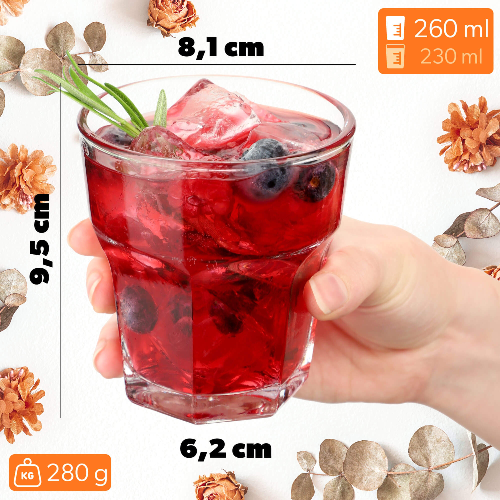 Szklanki do zimnych napojów Rust 230 ml, 4 szt.