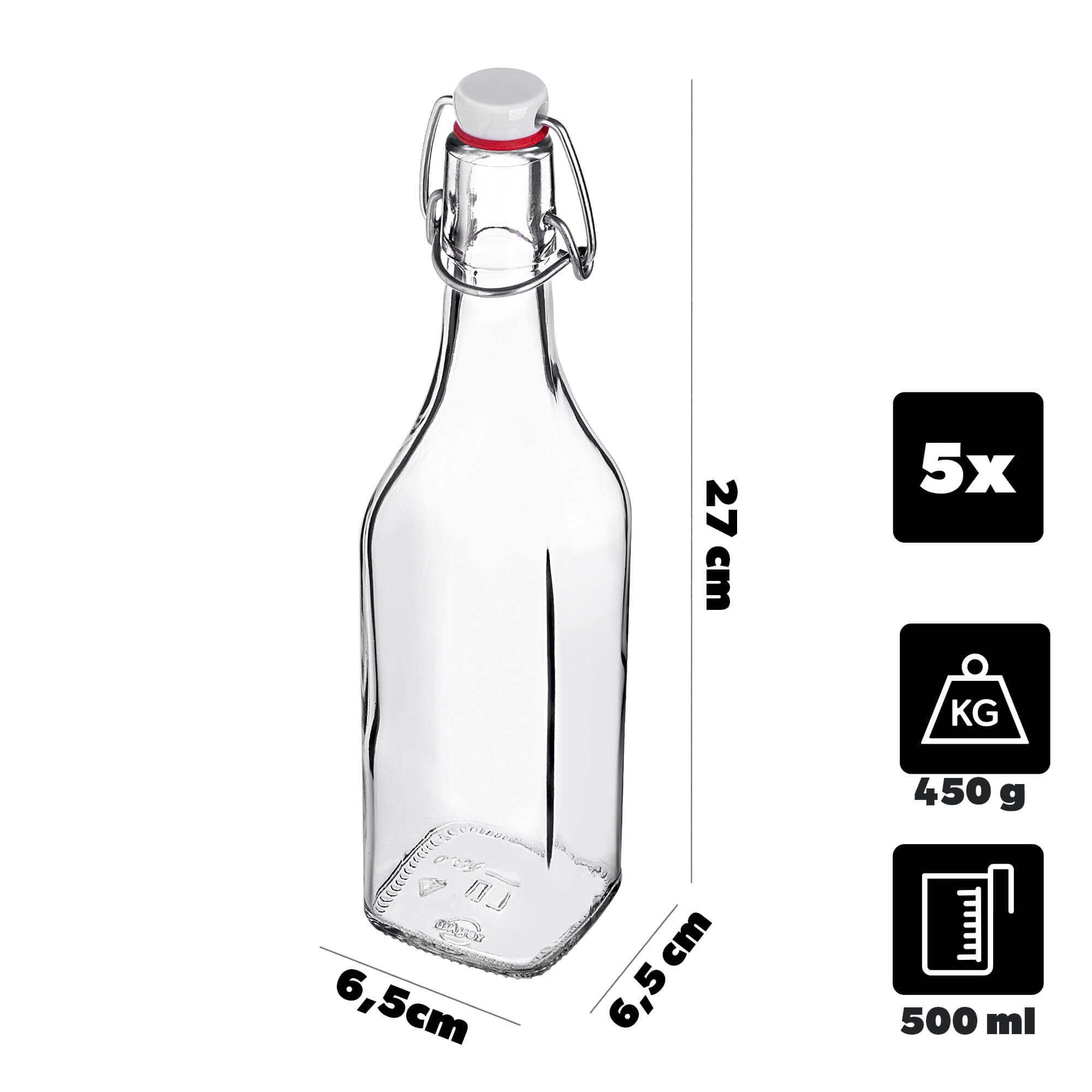 Szklana butelka Nave 500ml z korkiem mechanicznym 5 szt.