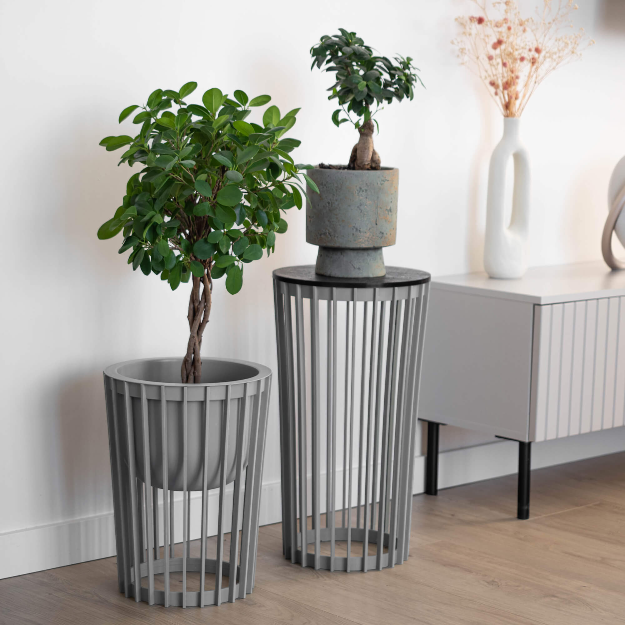 Kwietnik dwustronny Aytre 40 cm platynowy + blat czarny