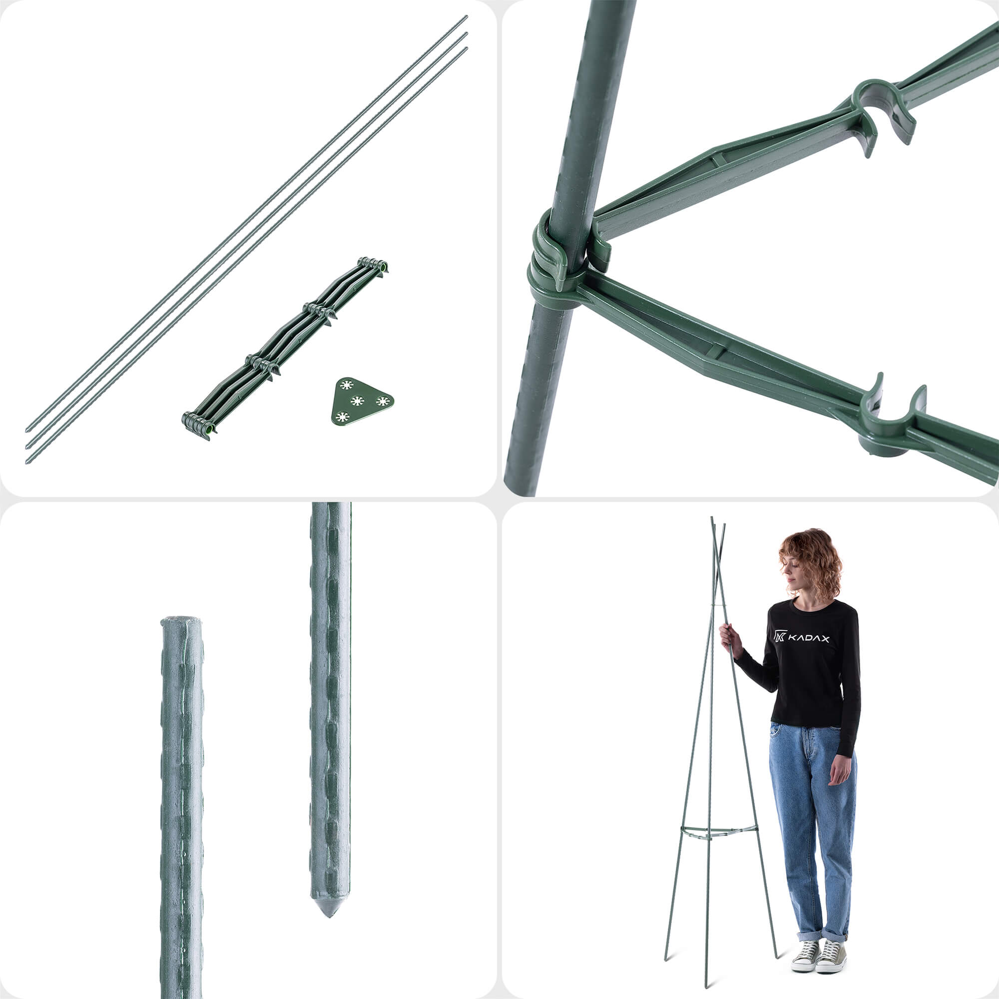 Stożkowka podpora ogrodowa Ambillou 3-elementowa 180 cm zielona 3 szt.