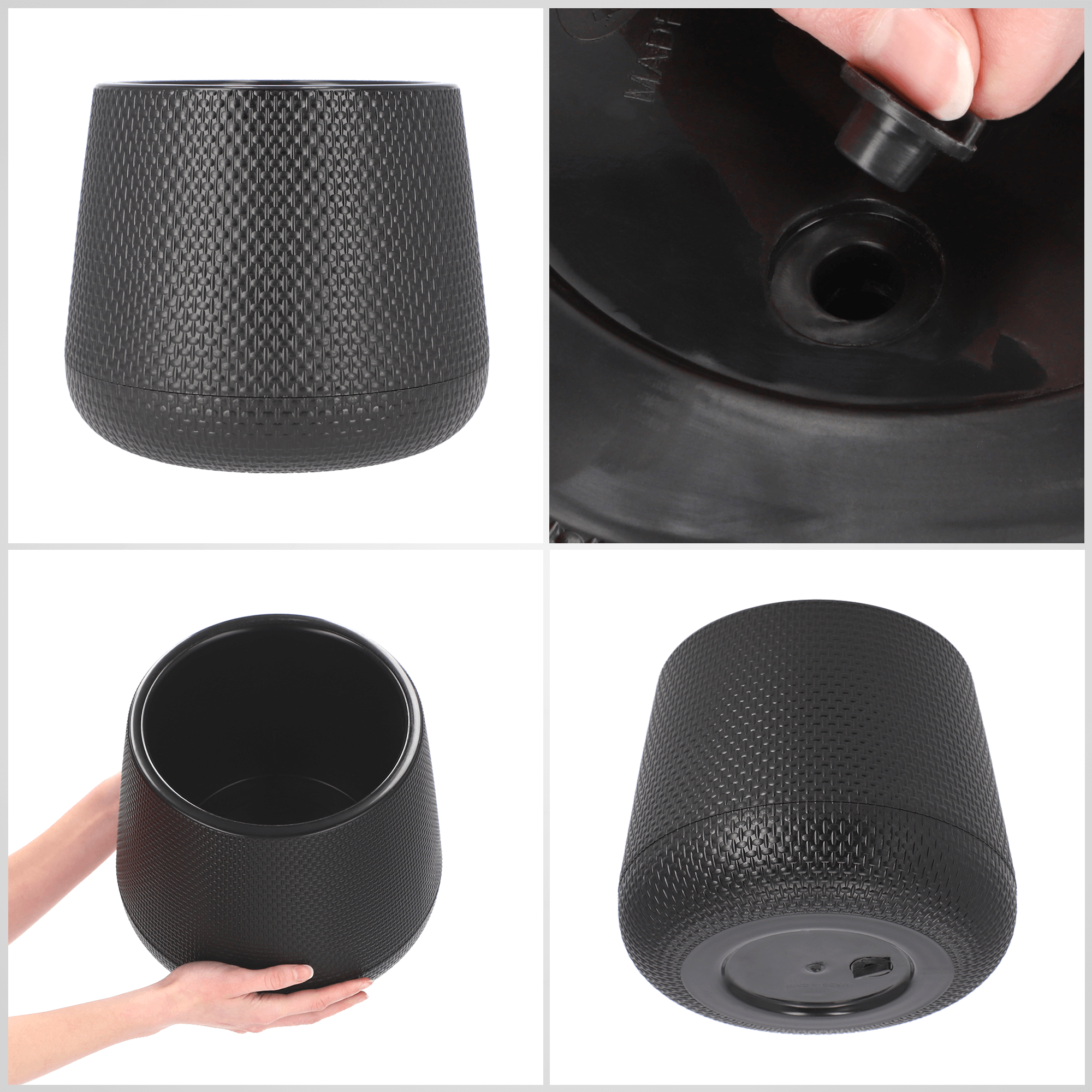 Doniczka z podstawką Peri 23 cm, czarna