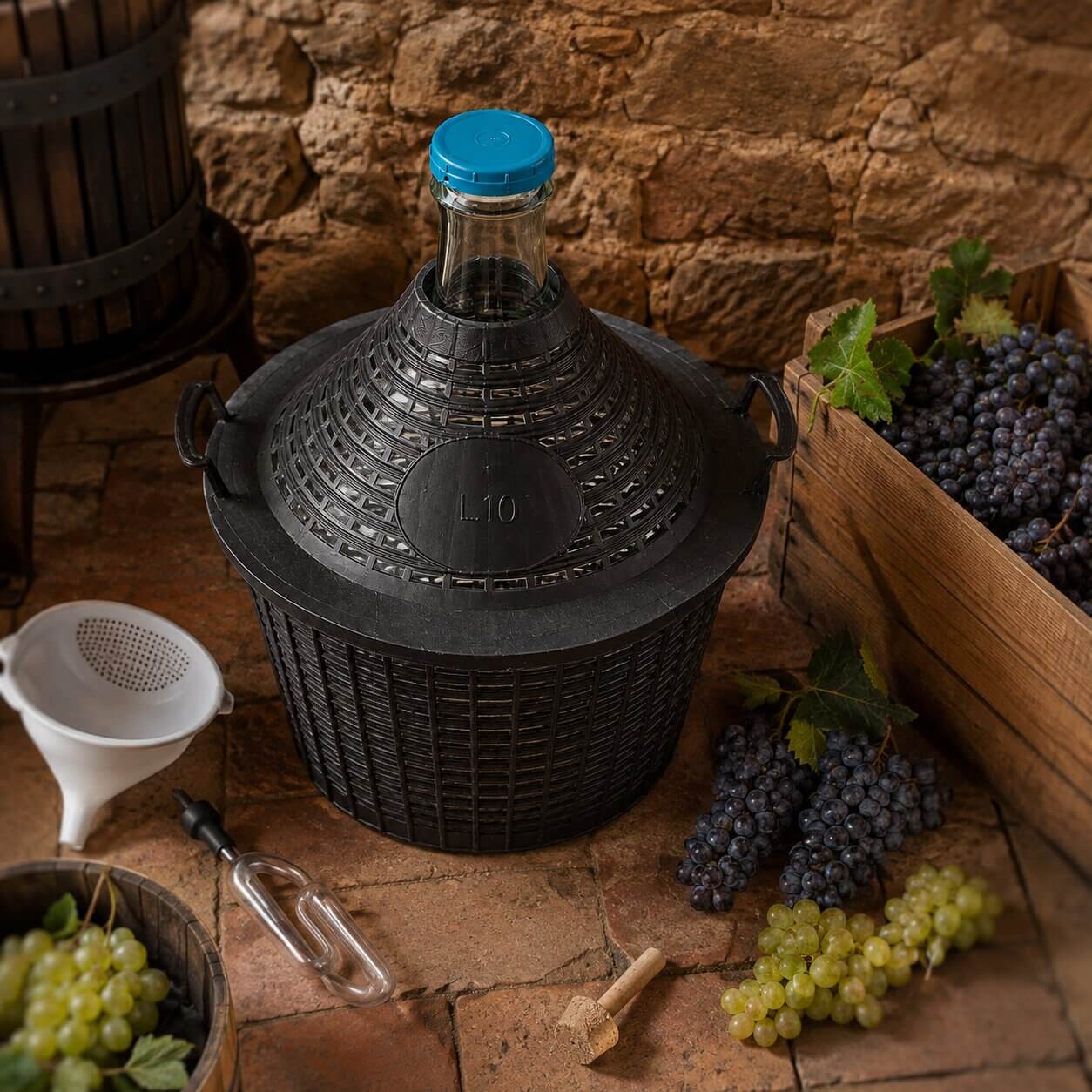 Zestaw winiarski balon 10L + korek nr.3 + plastikowa rurka