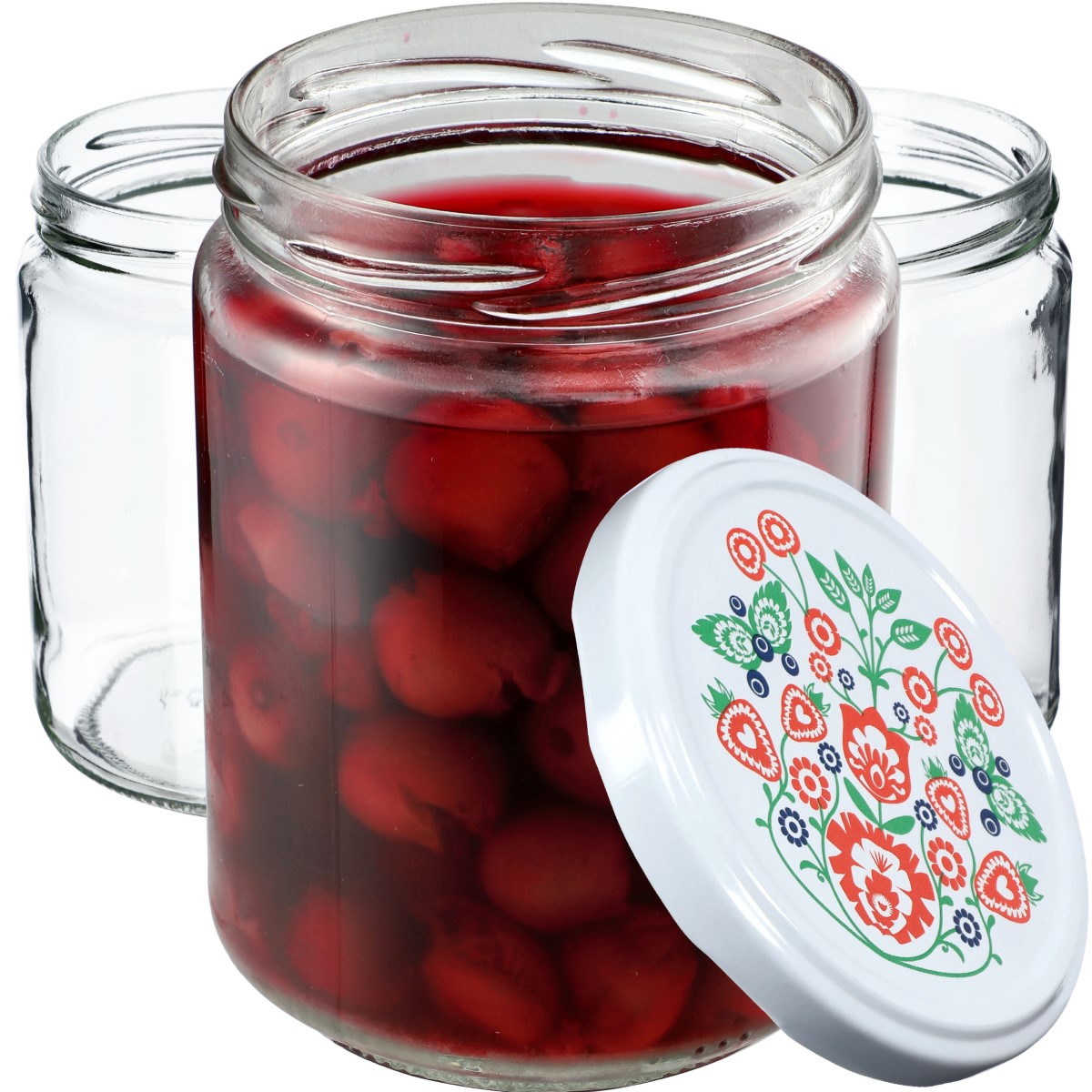Słoiki na przetwory Maki 540ml 48szt fi 82 mm + wieczka "Folklor"