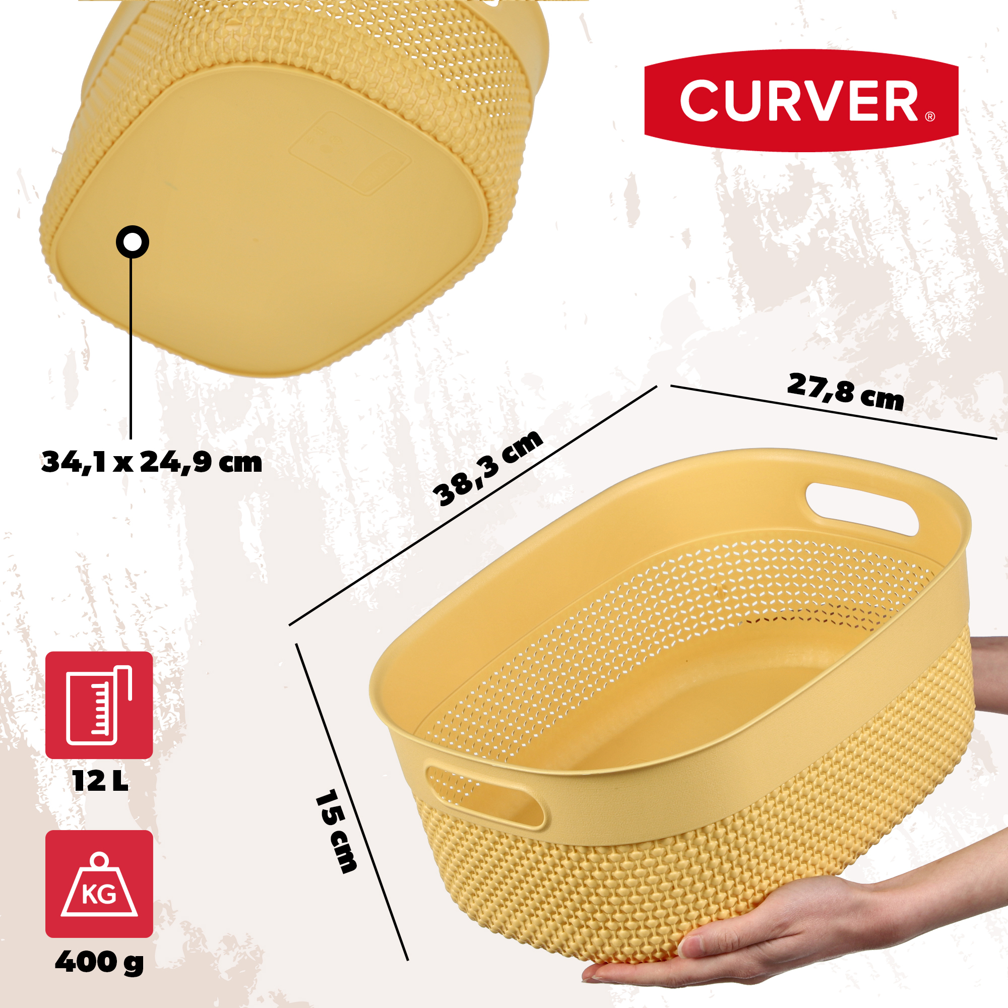 Koszyk prostokątny 12L Curver Filo, żółty