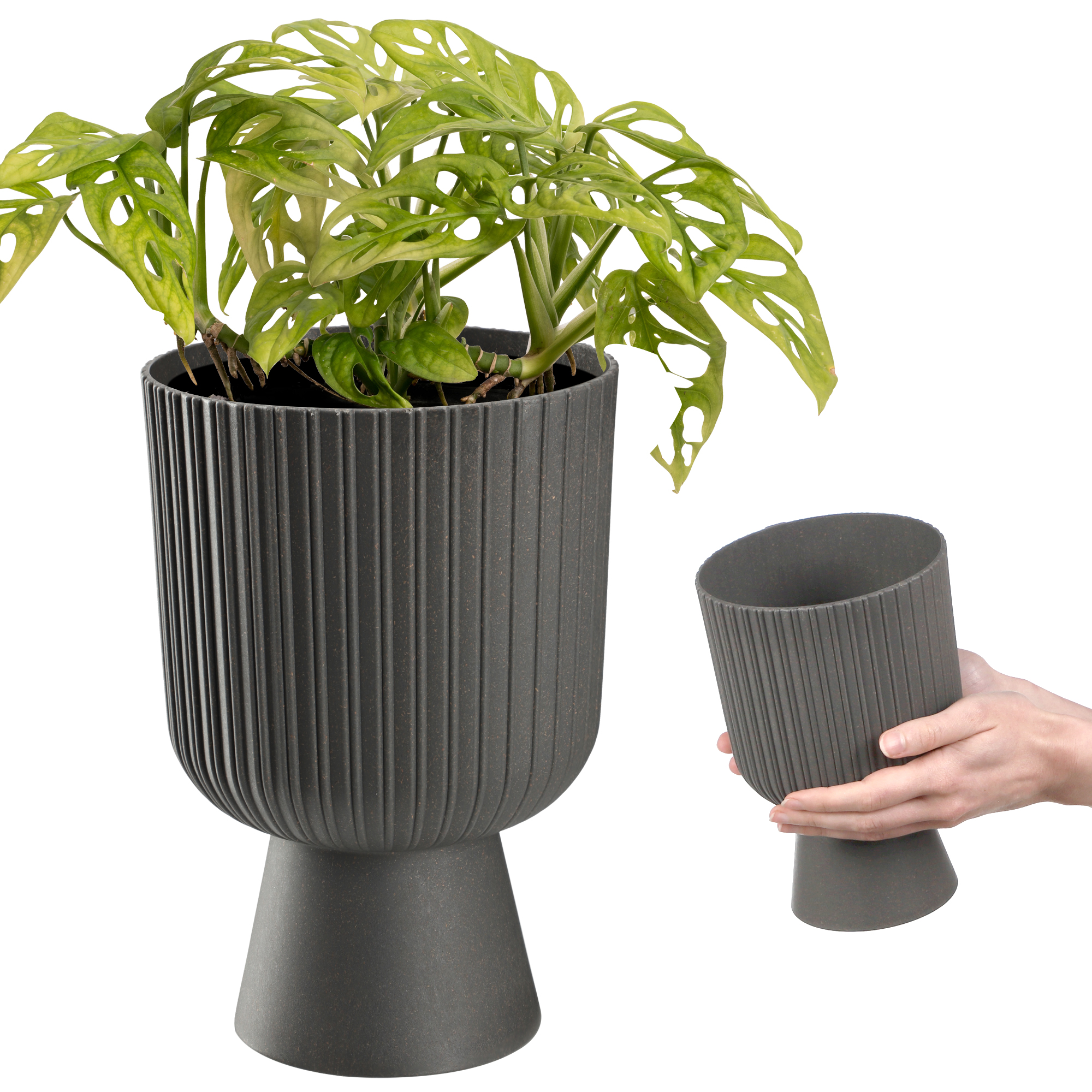 Doniczka na nóżce Golem Eco 14 cm, antracyt