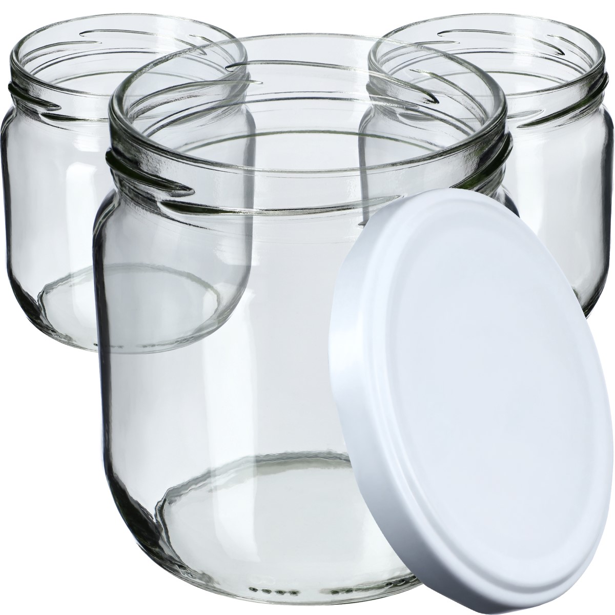 Słoiki na przetwory Salla 425ml 48szt fi 82 mm + wieczka białe
