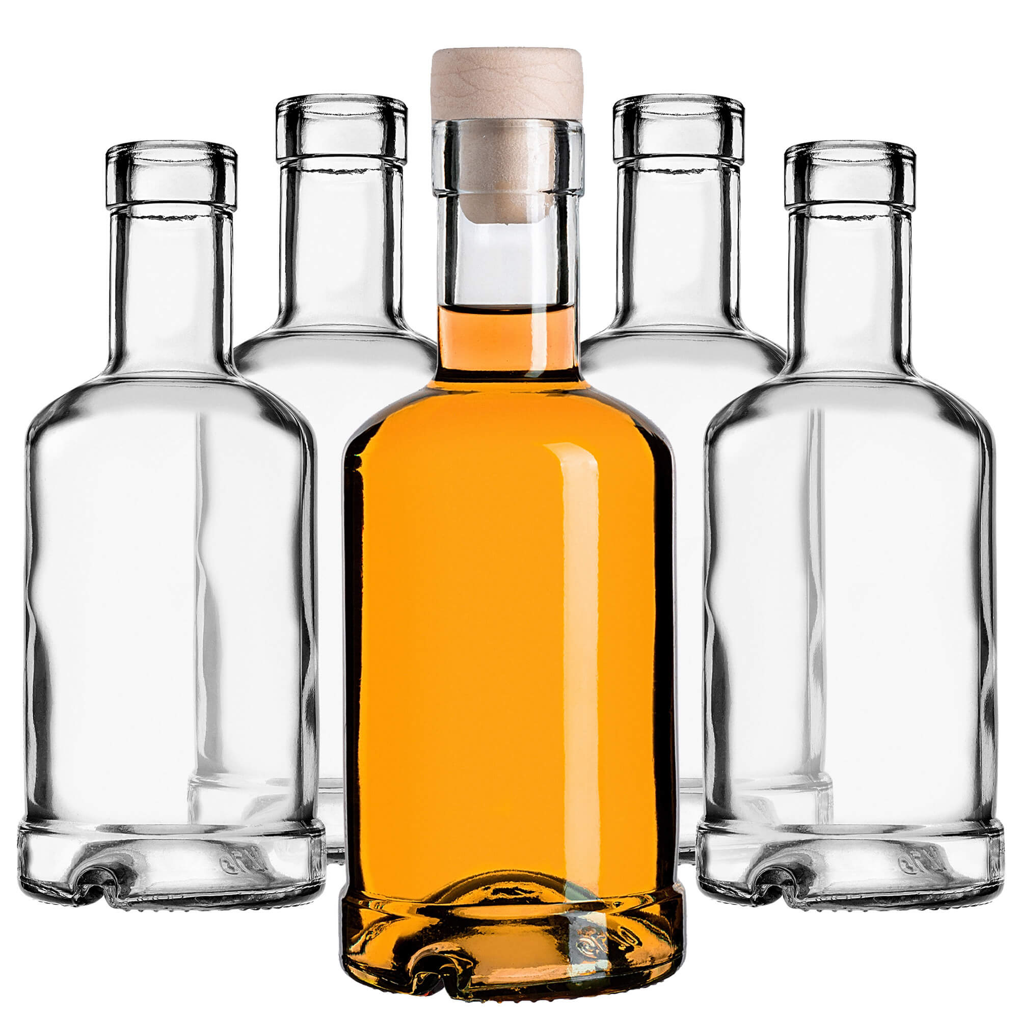 Szklana butelka na alkohole Tadek 250ml z korkiem syntetycznym 50 szt.
