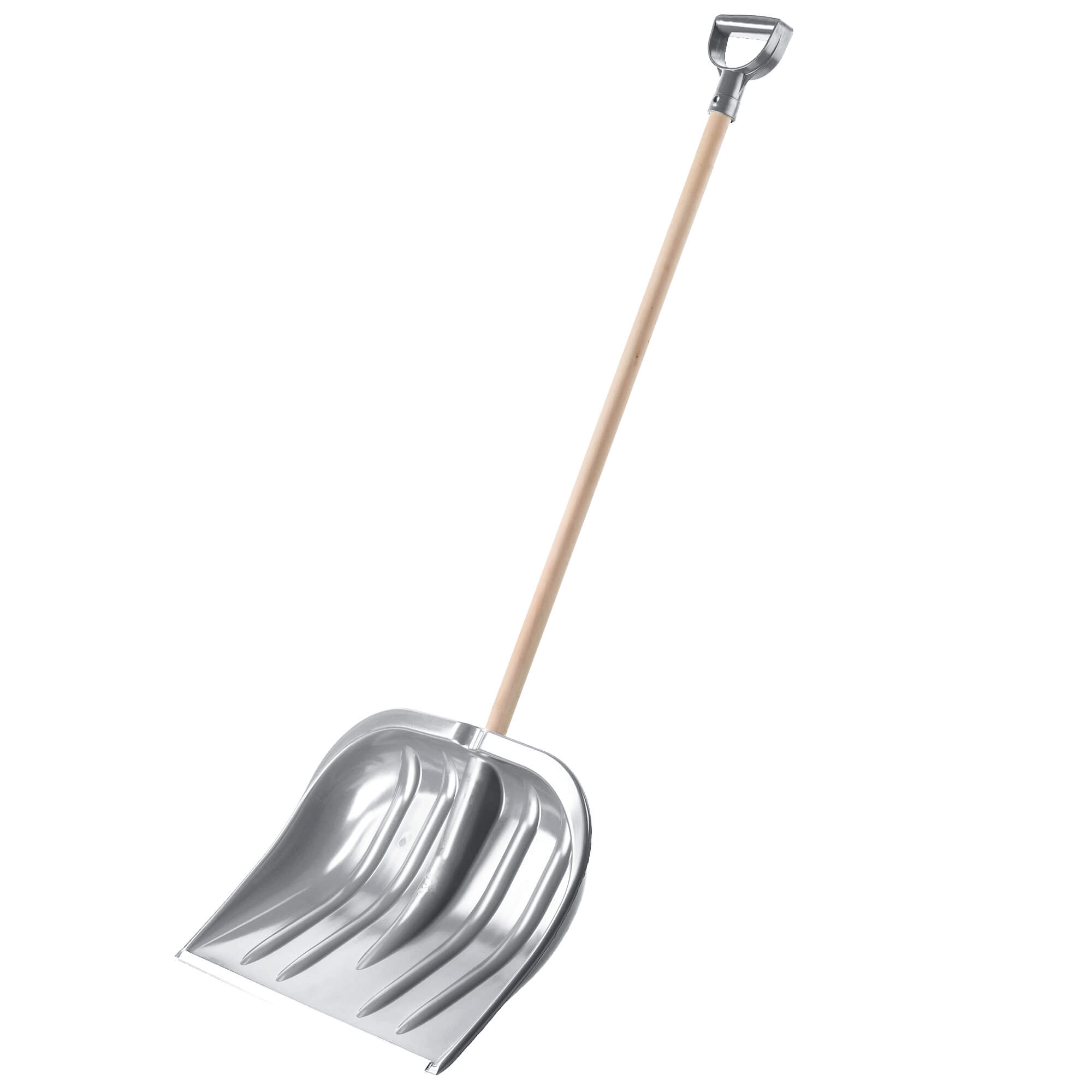 Łopata do śniegu 132 cm, srebrna drewniany trzonek