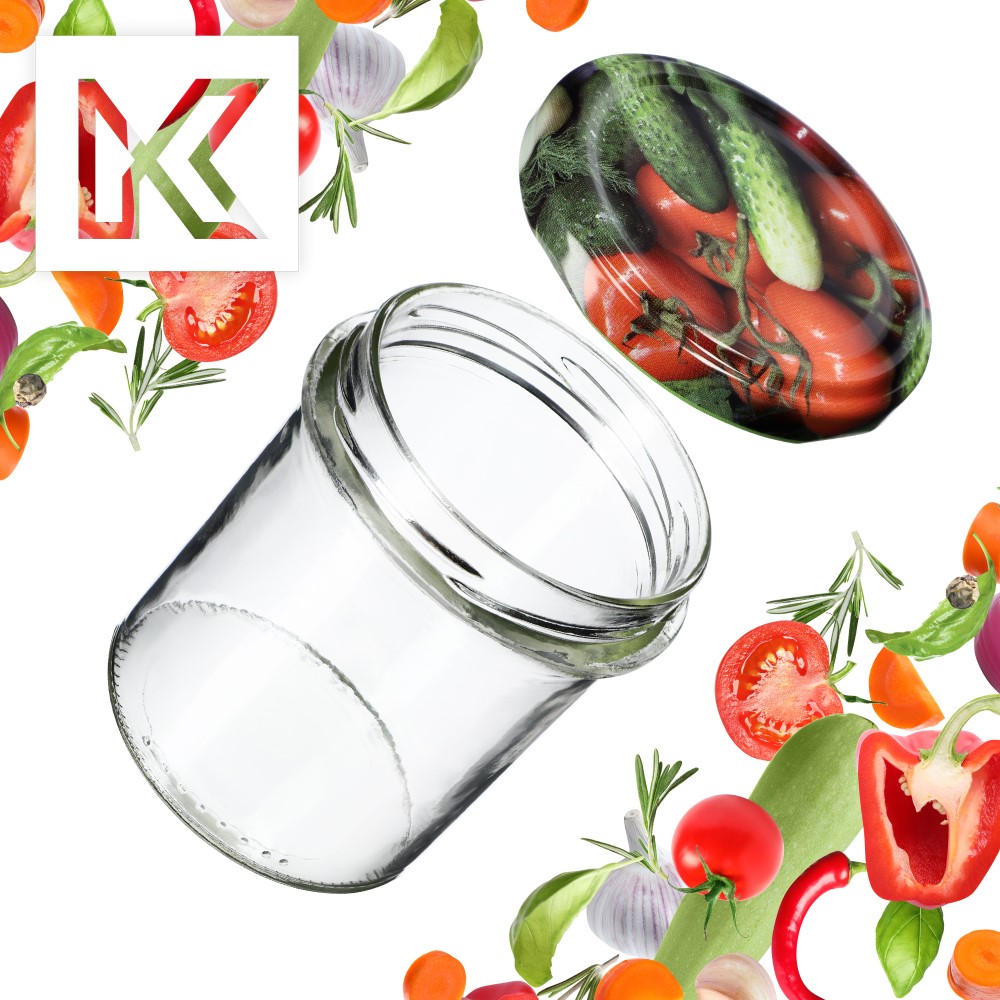Słoiki na przetwory Avila 350ml 100szt fi 82 mm + wieczka "Warzywa"