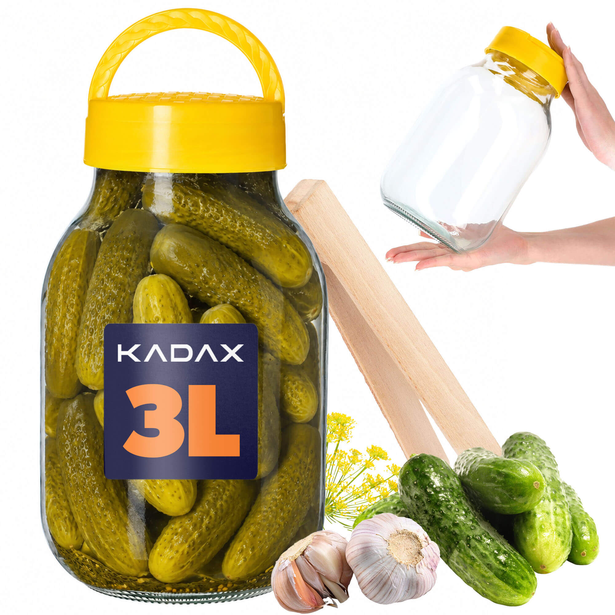 Słój do kiszenia ogórków ze szczypcami Hogatza 3L