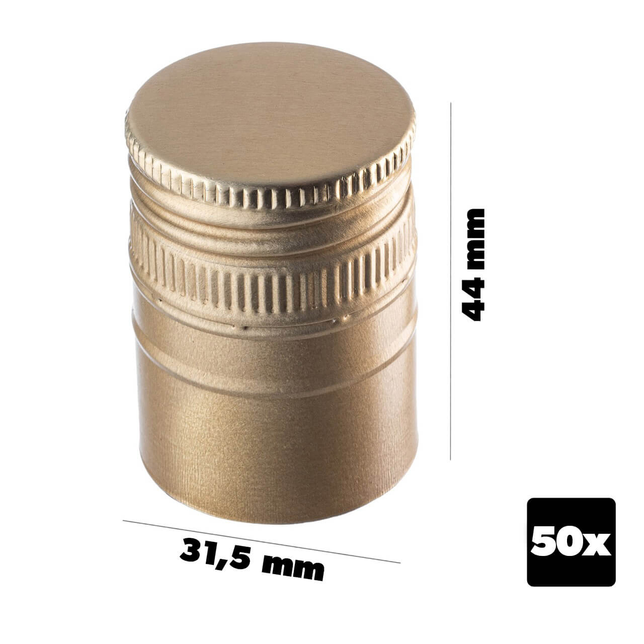 Aluminiowa zakrętka do butelek Annot fi 31.5mm długa złota 50 szt.